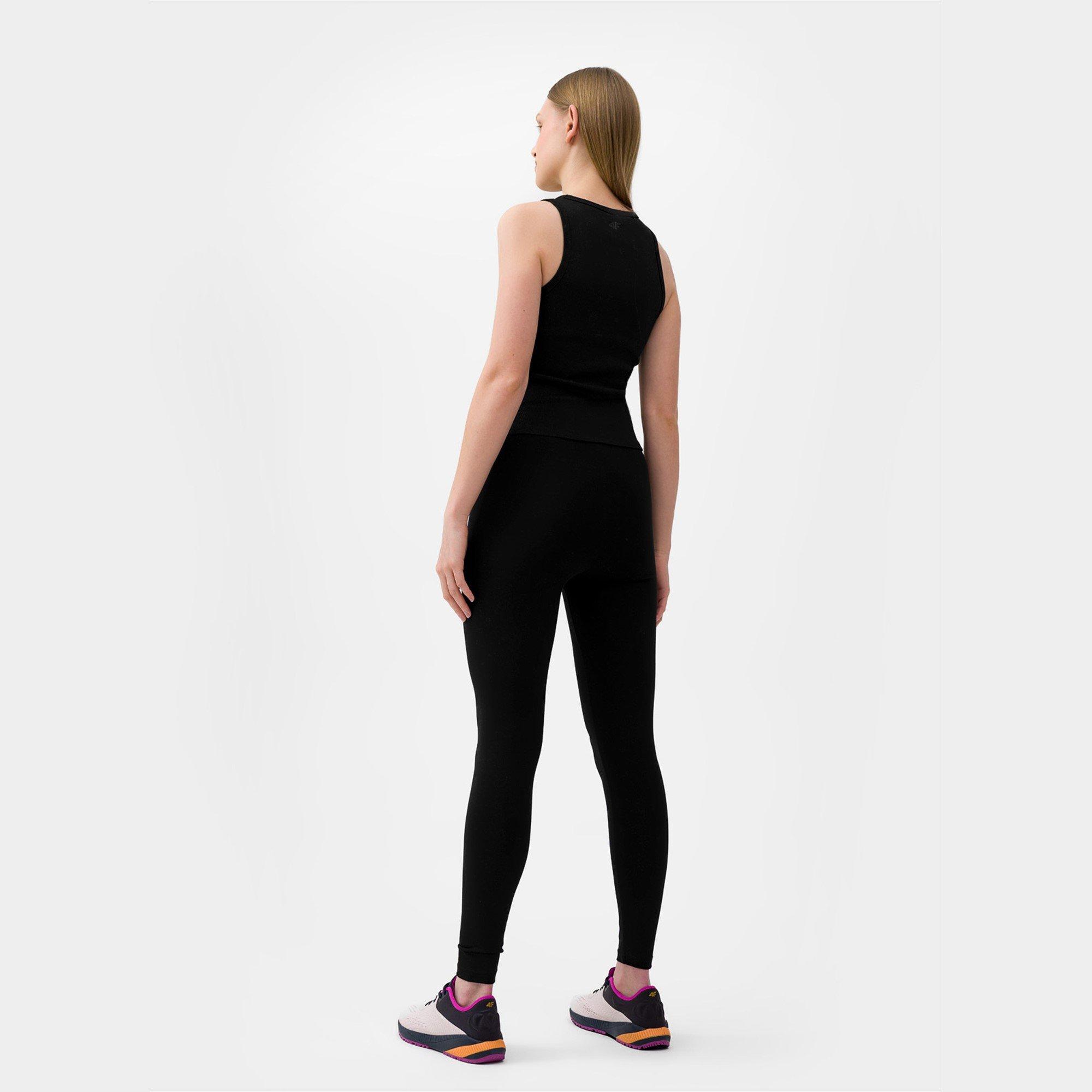 Deep Black - 4F - Women's Cotton Mix Leggings - 5