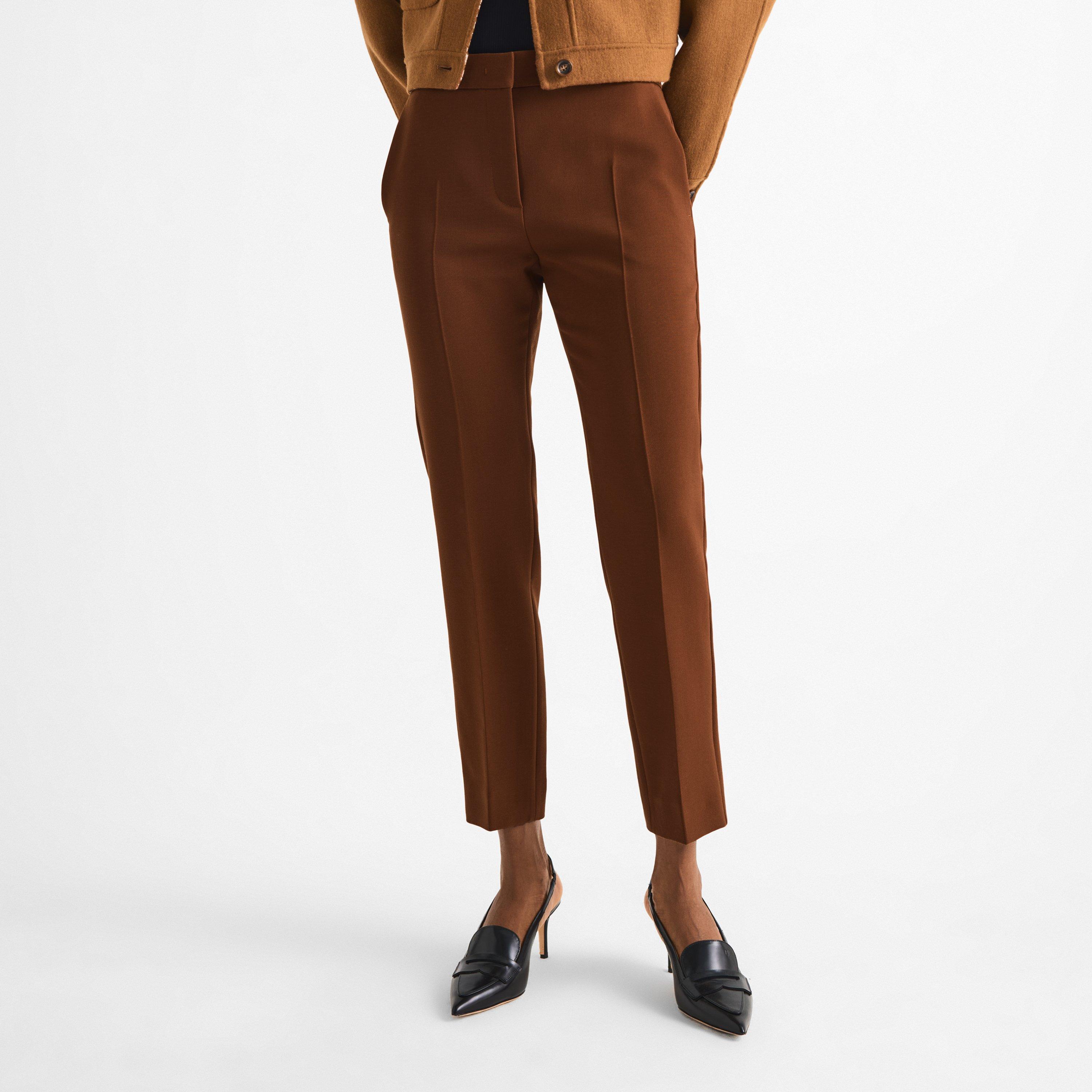 Tobacco - Max Mara - Women's Wool High-Waisted Slim-Fit Trousers - 3