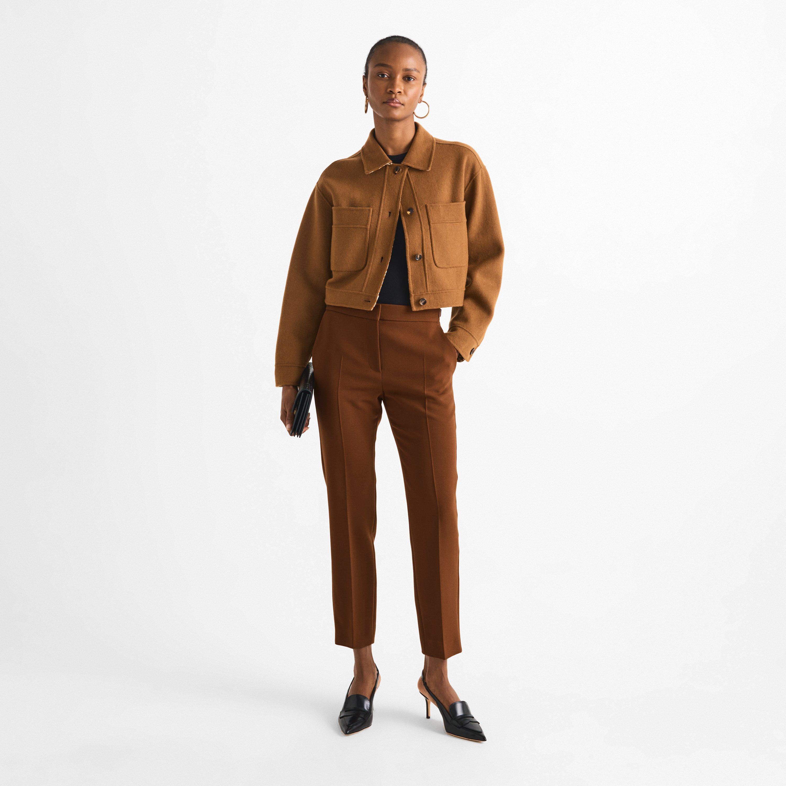 Tobacco - Max Mara - Women's Wool High-Waisted Slim-Fit Trousers - 6