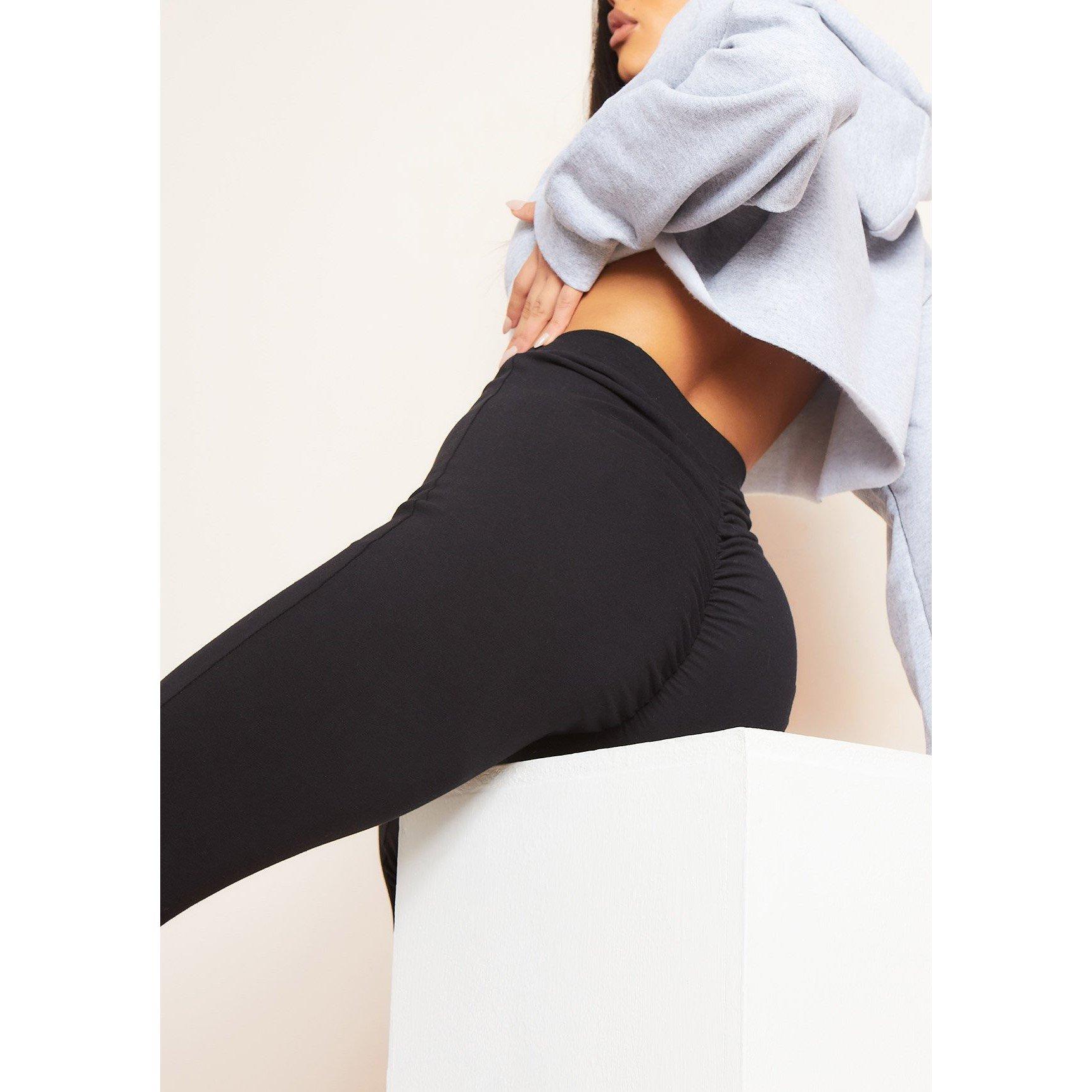 Black - Missy Empire - Ruched Bum Thick Jersey Leggings - 3