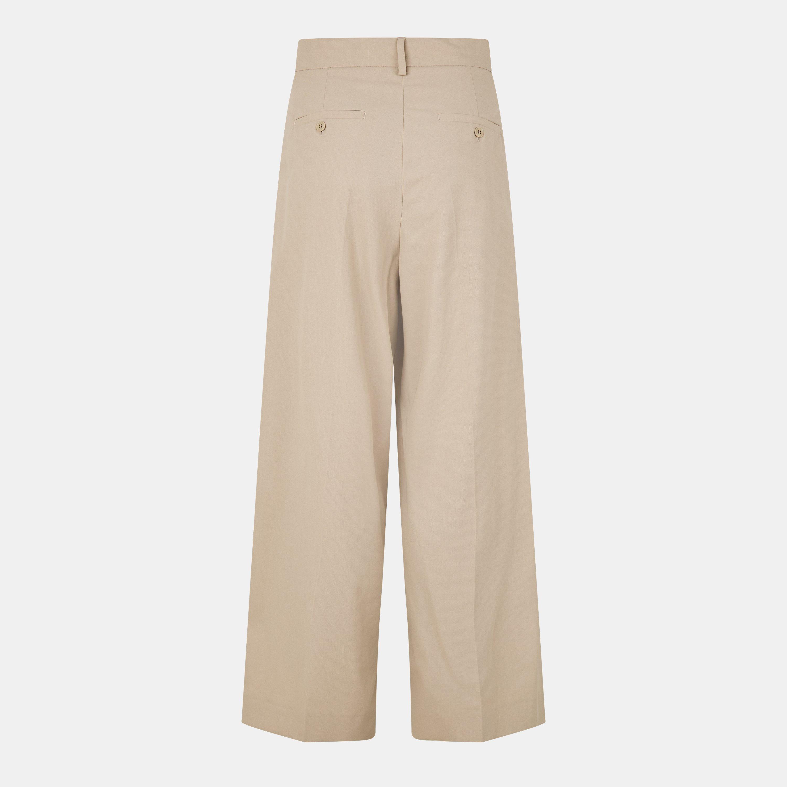 Beige - Weekend Max Mara - Women's High Rise Wide Leg Trousers - 2