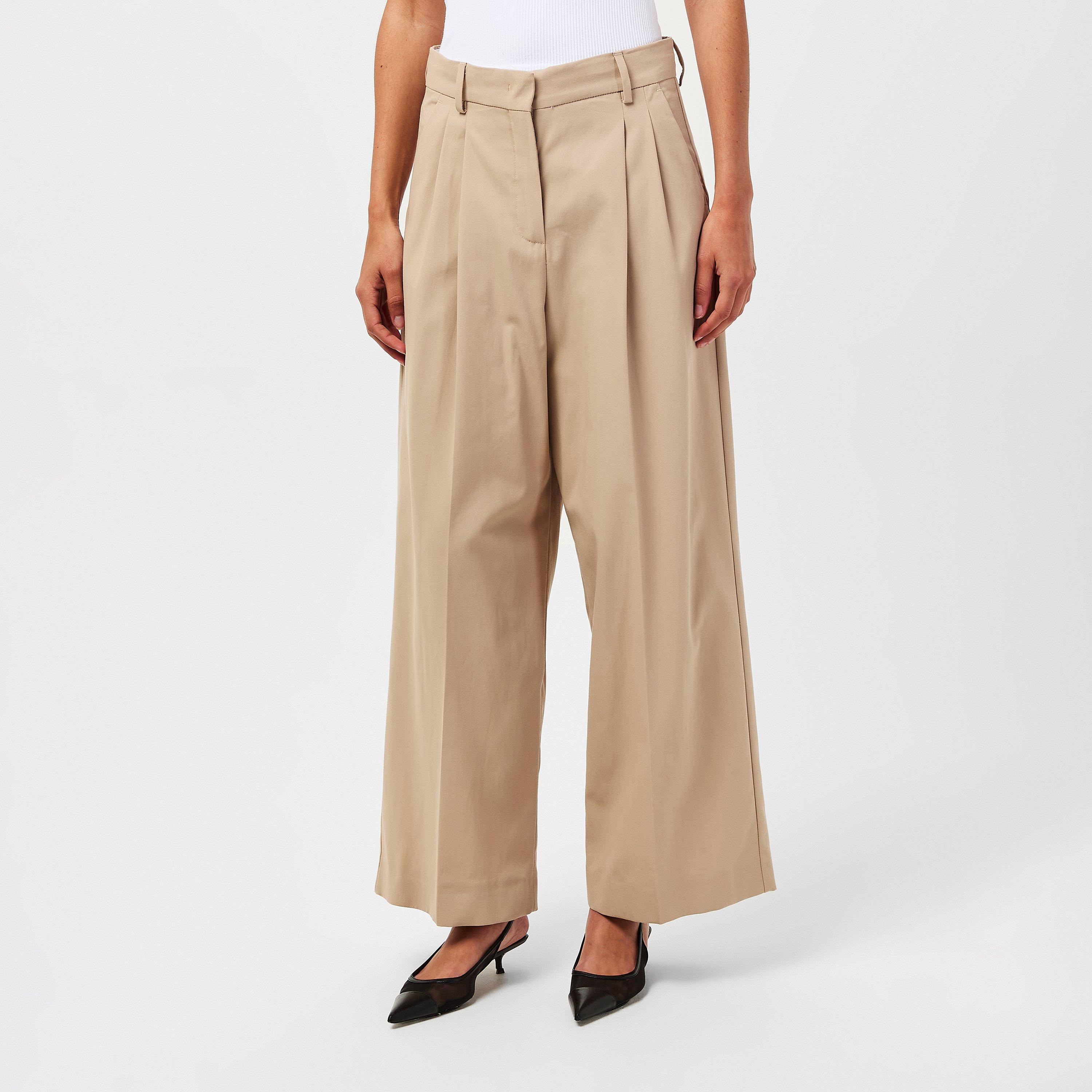 Beige - Weekend Max Mara - Women's High Rise Wide Leg Trousers - 3