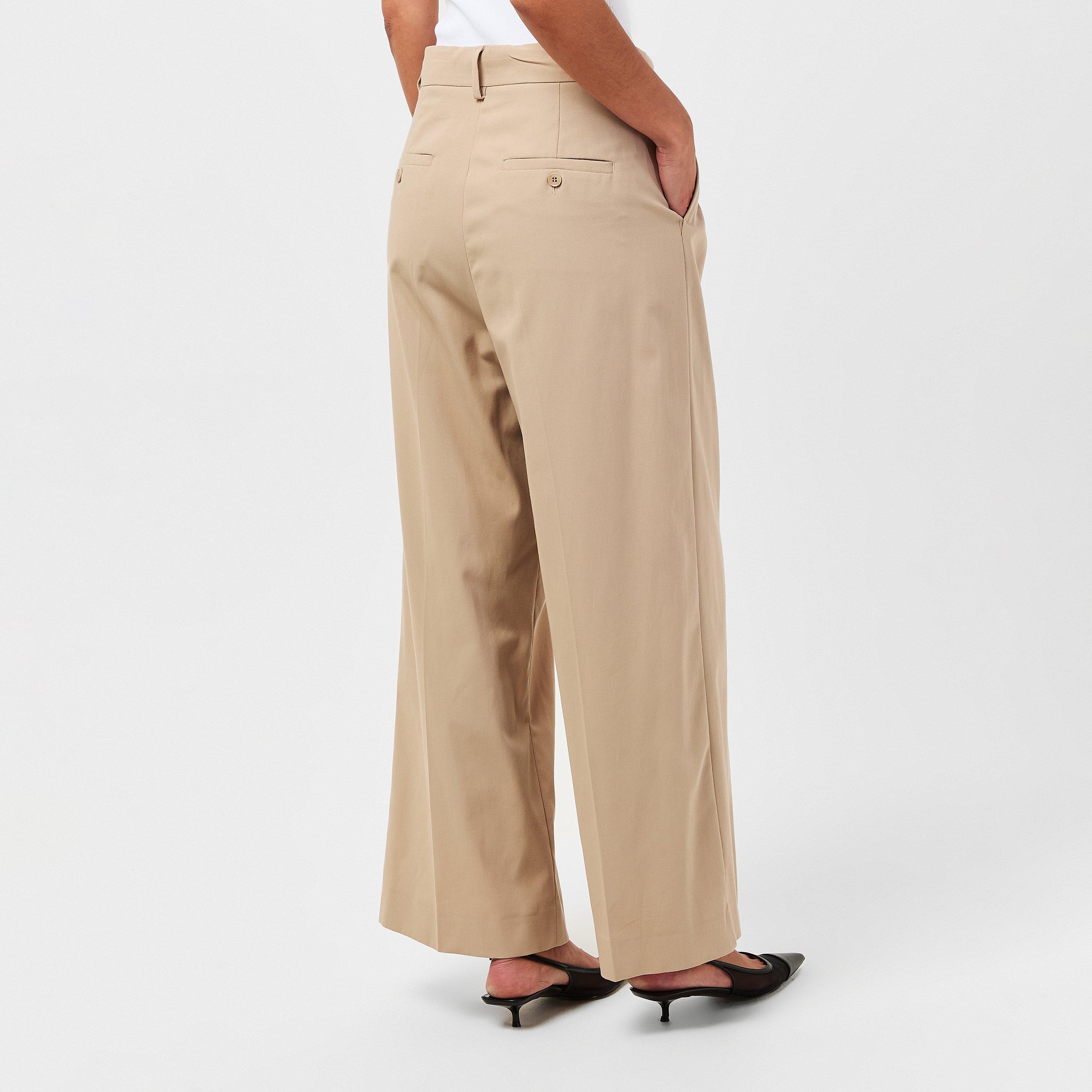 Beige - Weekend Max Mara - Women's High Rise Wide Leg Trousers - 4