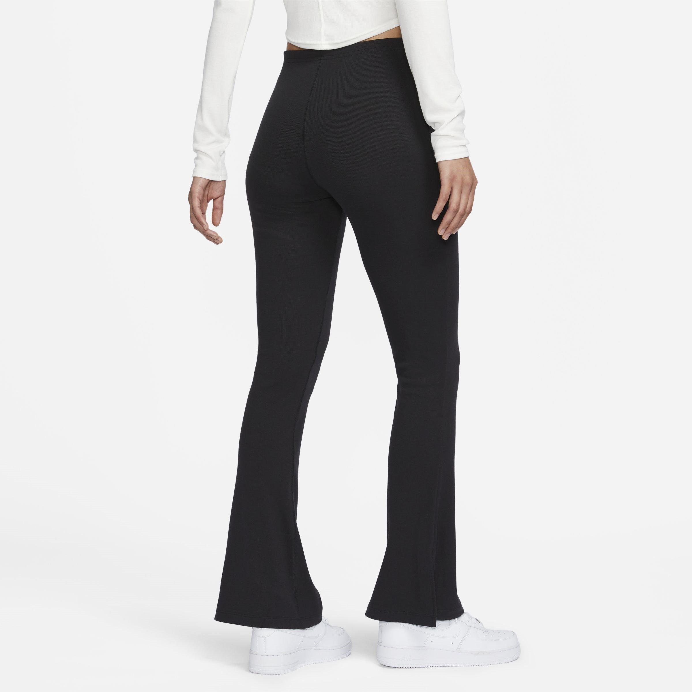 Black/Sail - Nike - Sportswear Chill Knit Womens Tight Mini-Rib Flared Leggings - 2