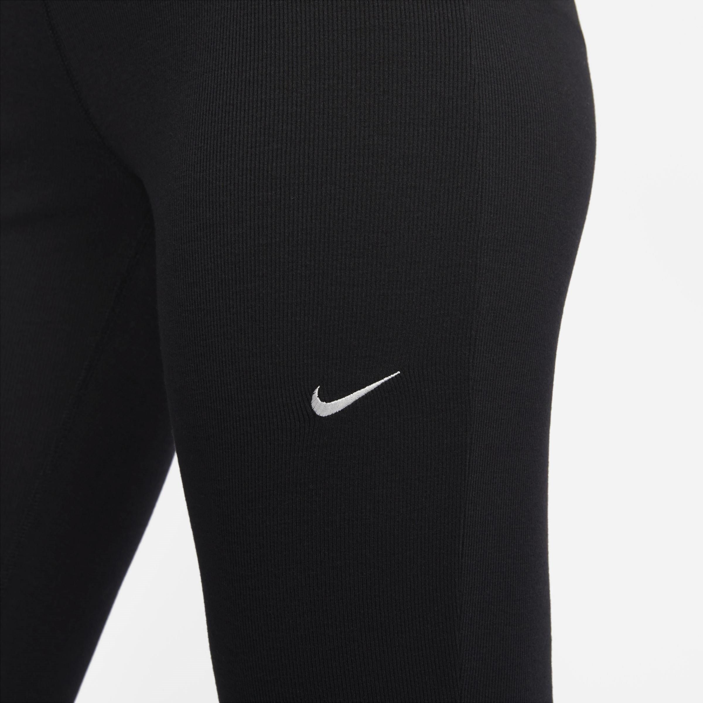 Black/Sail - Nike - Sportswear Chill Knit Womens Tight Mini-Rib Flared Leggings - 4
