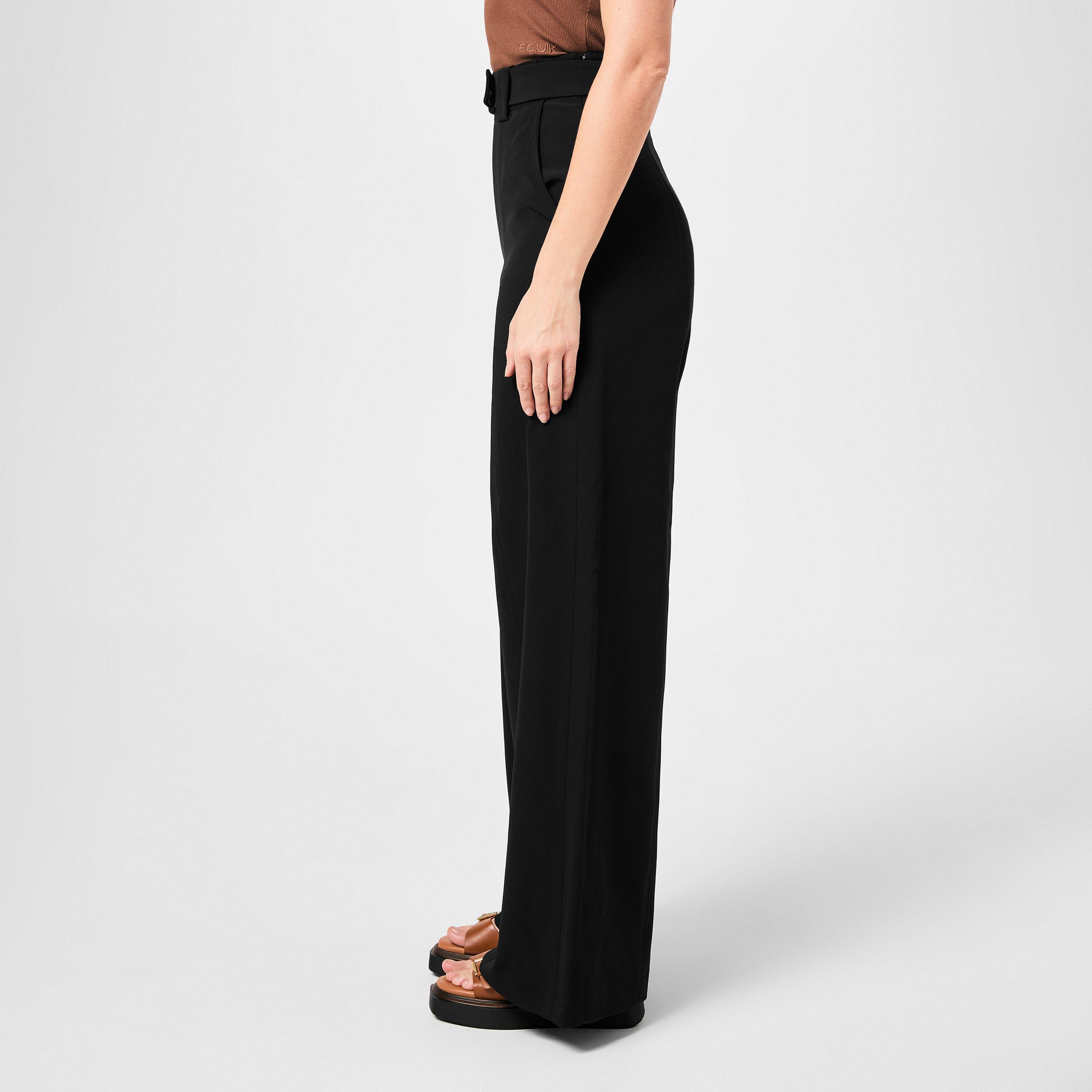 01-Blackout - French Connection - Women's Echo Crepe Wide Leg Trousers - 2
