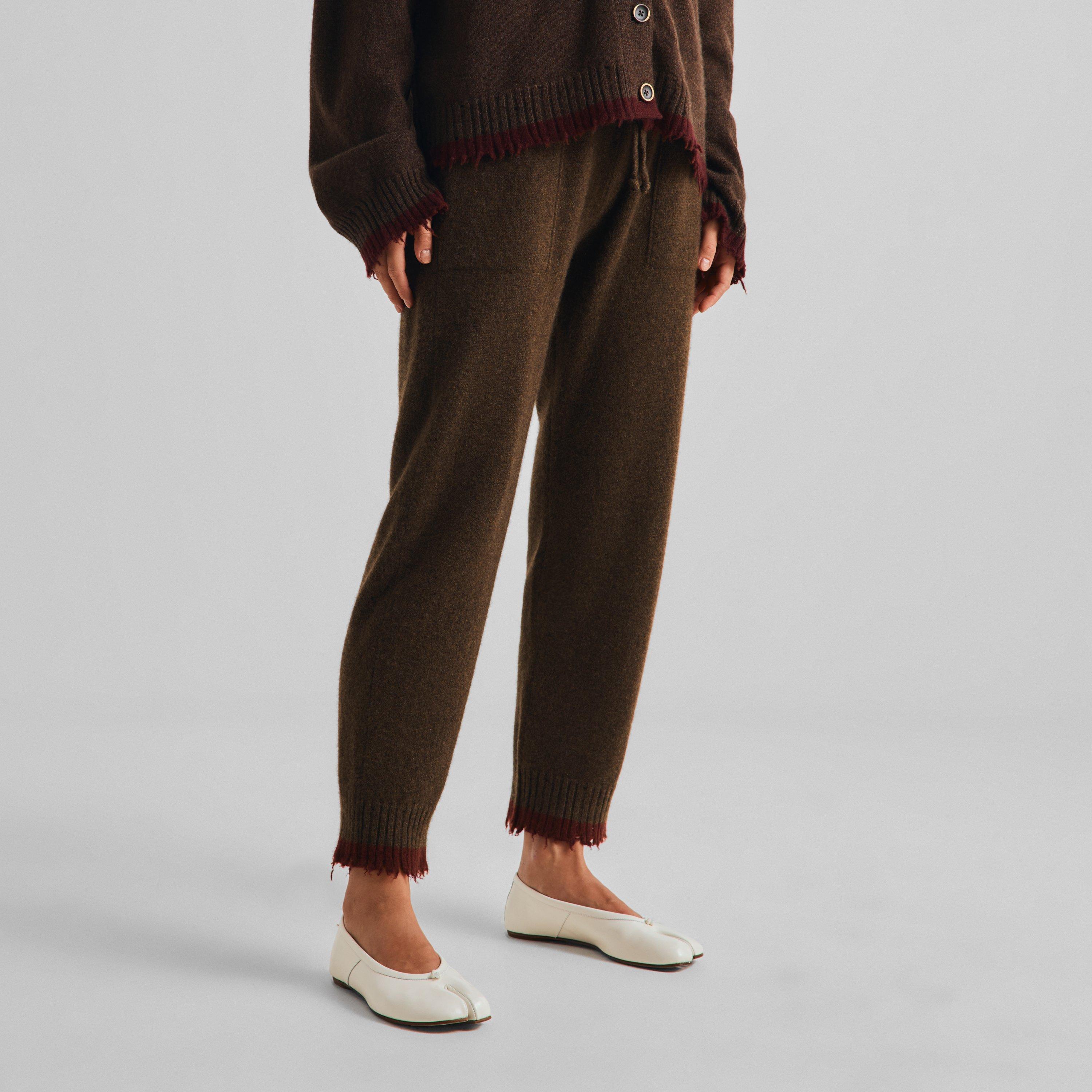 Brown/Red - Uma Wang - Women's Cashmere Relaxed-Fit Tapered Trousers - 3