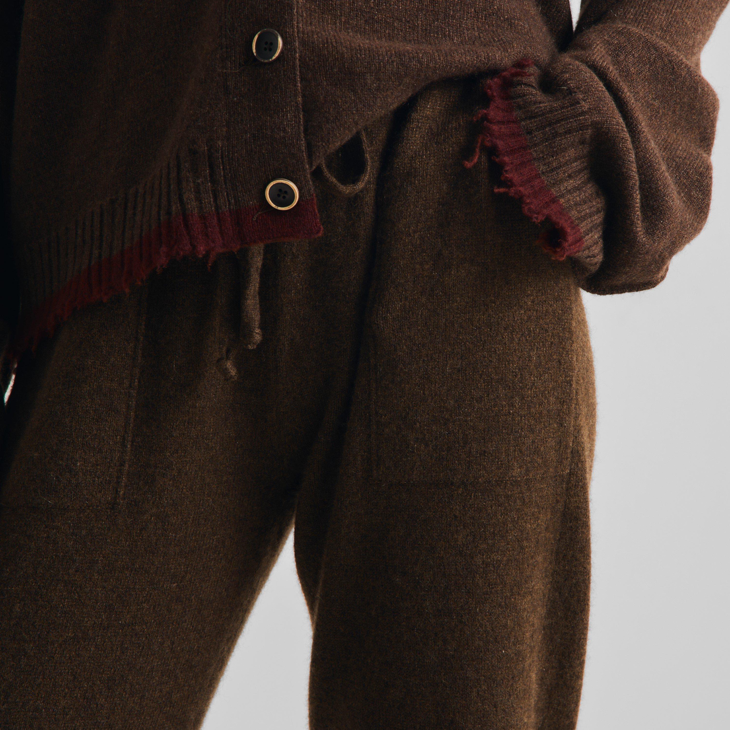 Brown/Red - Uma Wang - Women's Cashmere Relaxed-Fit Tapered Trousers - 5