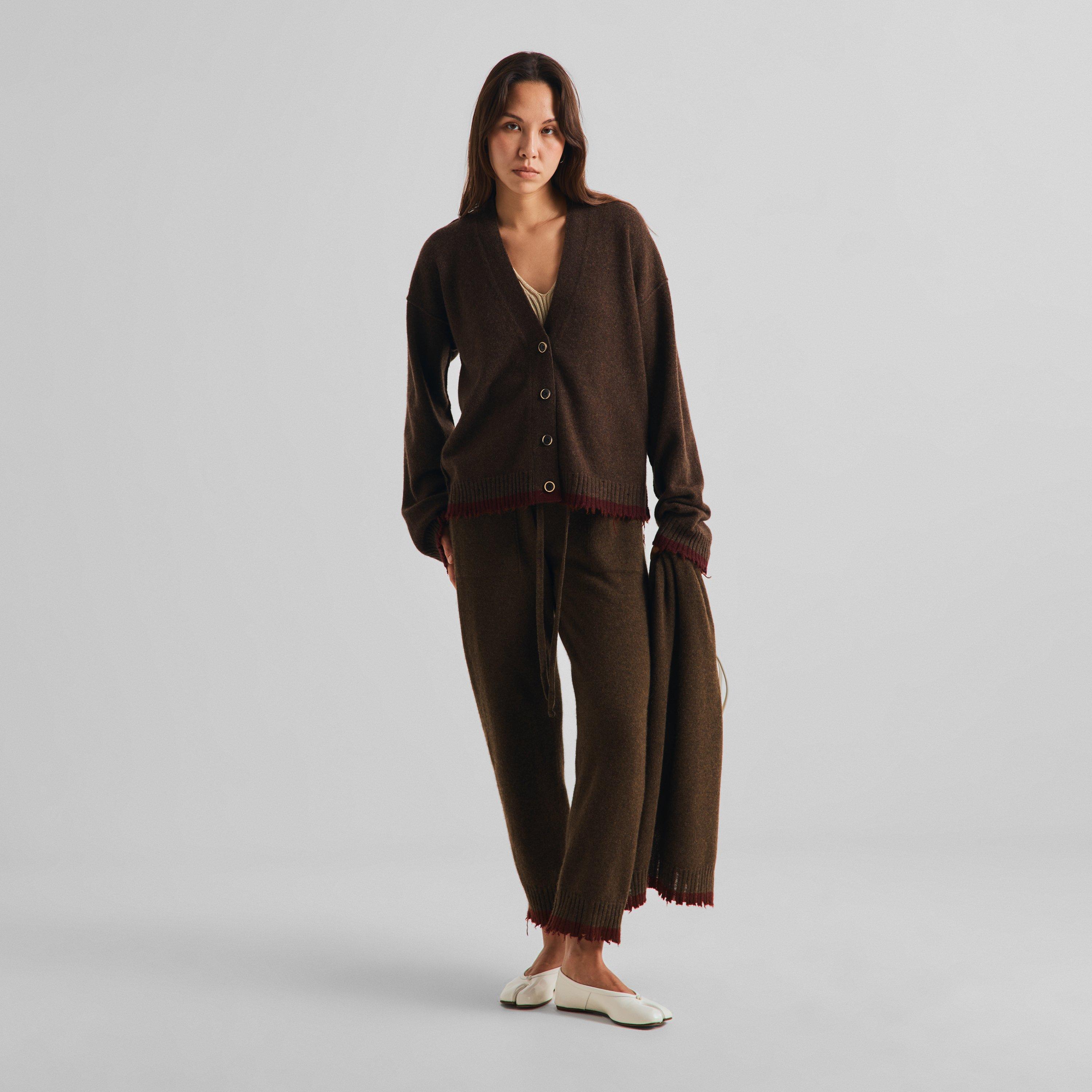 Brown/Red - Uma Wang - Women's Cashmere Relaxed-Fit Tapered Trousers - 6