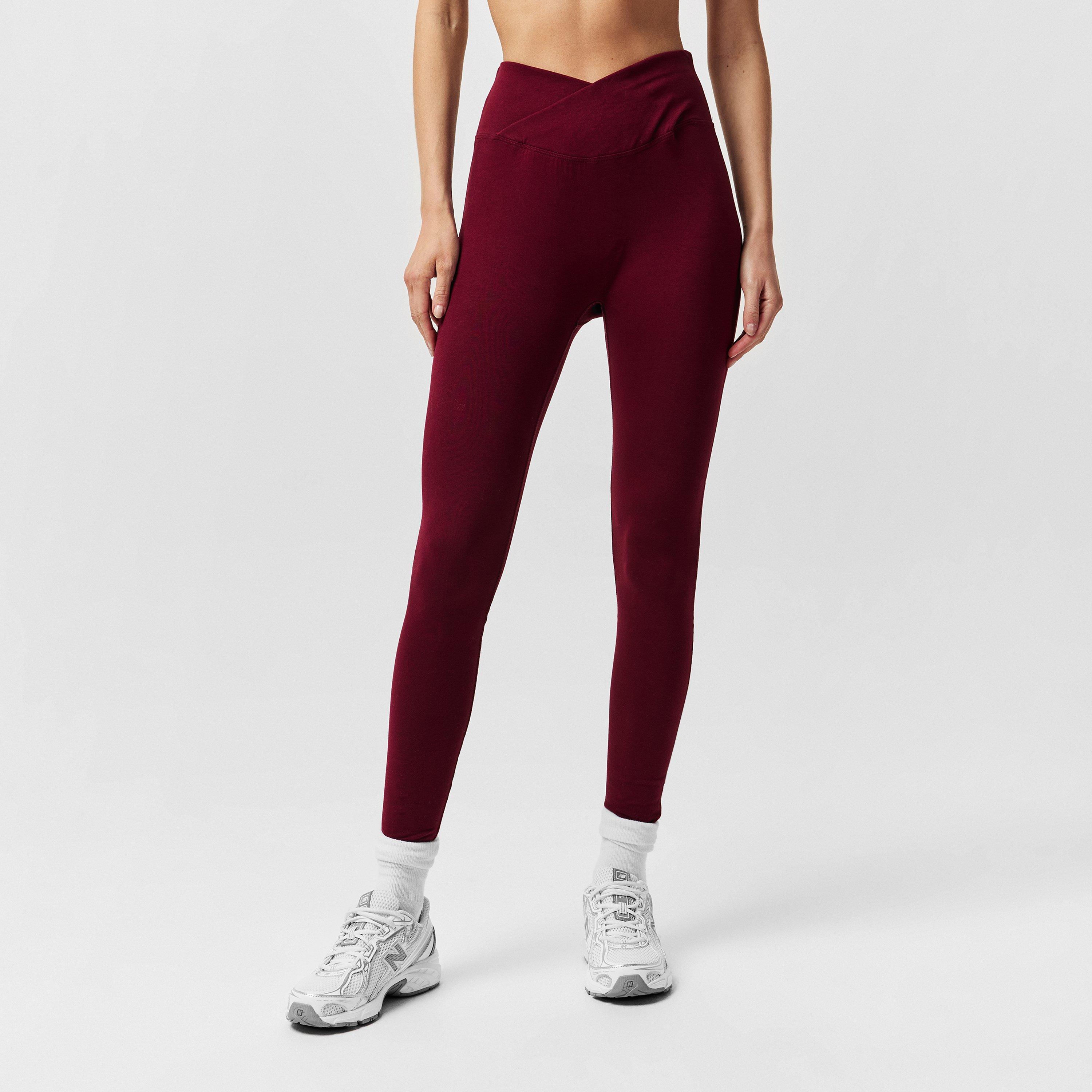 Burgundy - Miso - Wrap Waist Leggings - 1