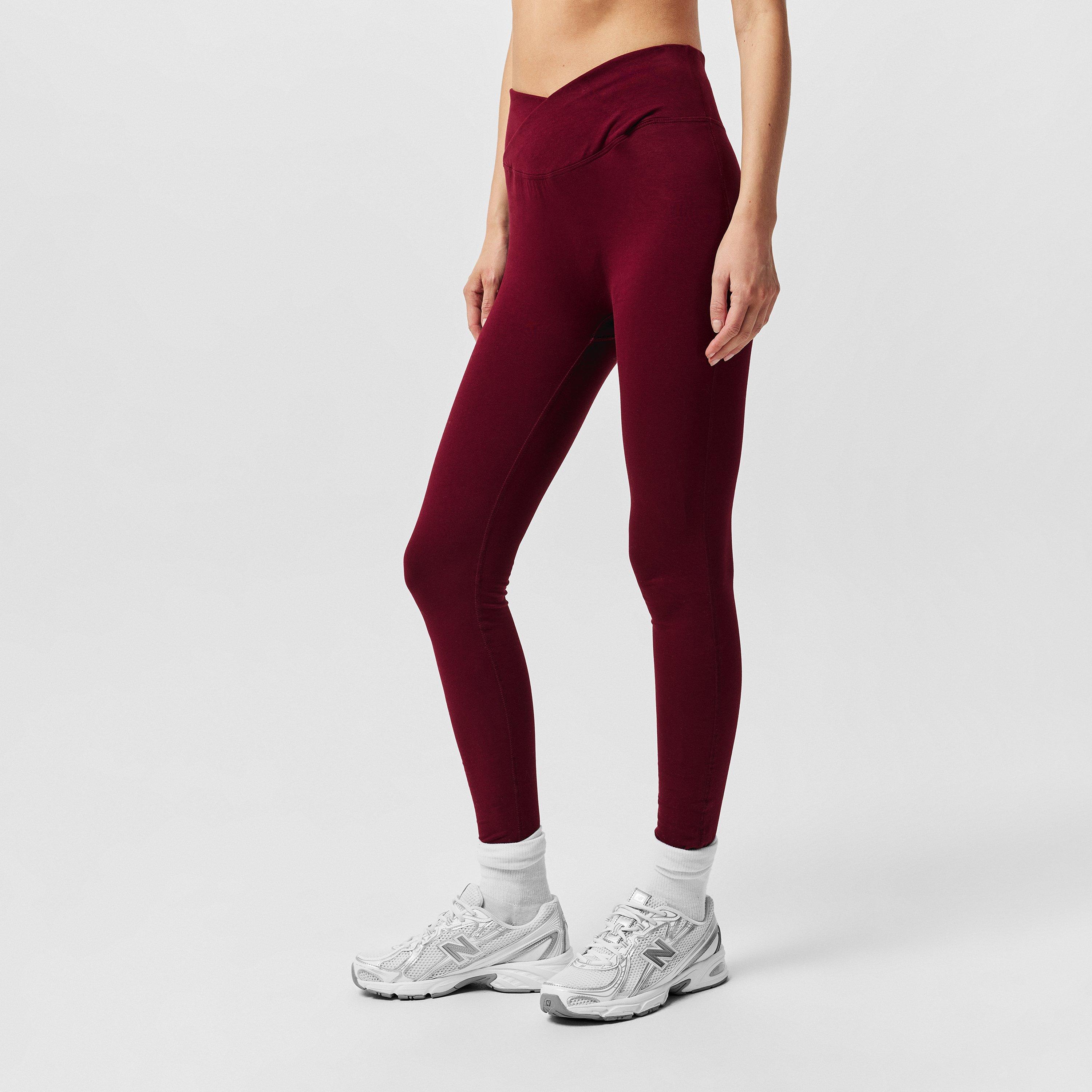 Burgundy - Miso - Wrap Waist Leggings - 2