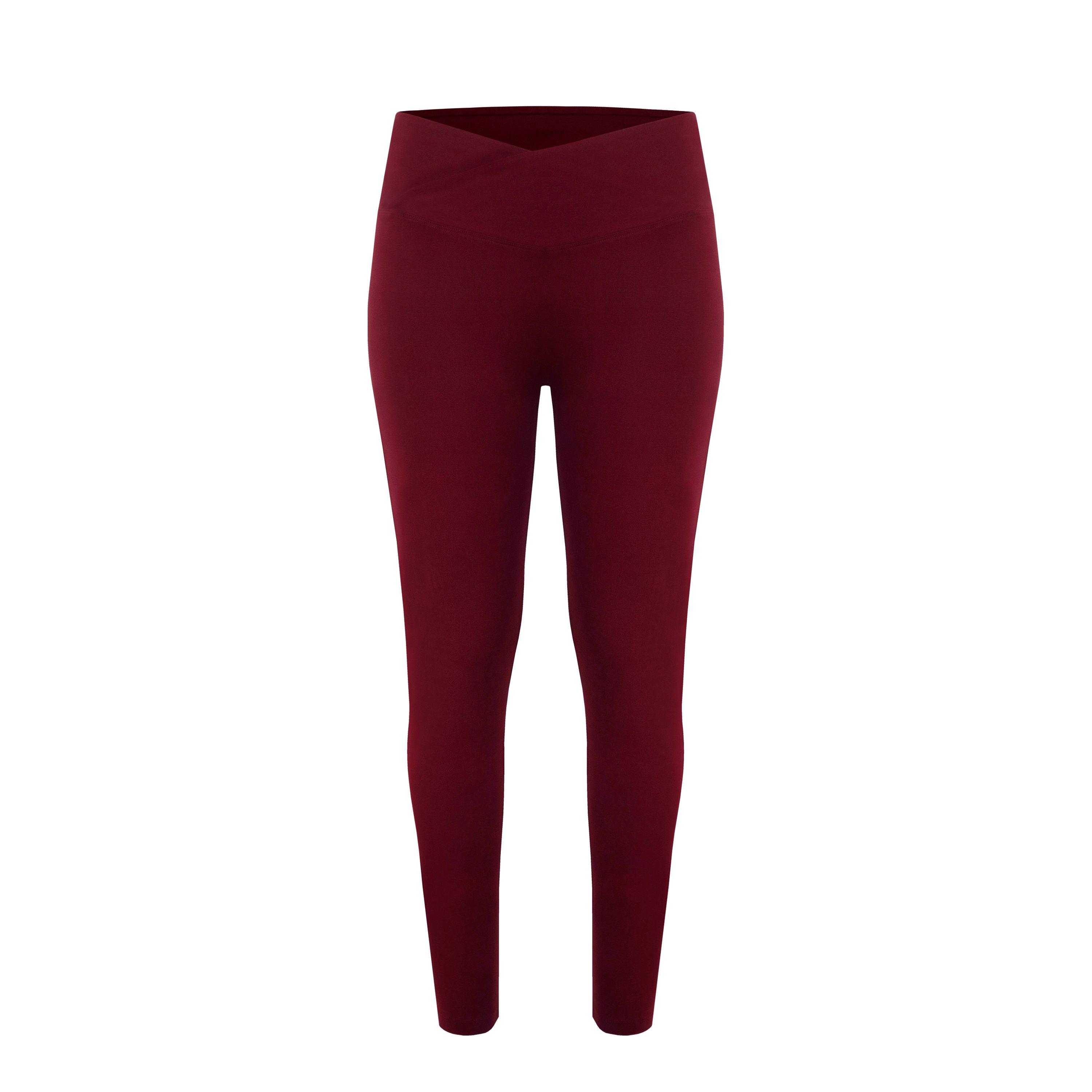 Burgundy - Miso - Wrap Waist Leggings - 5