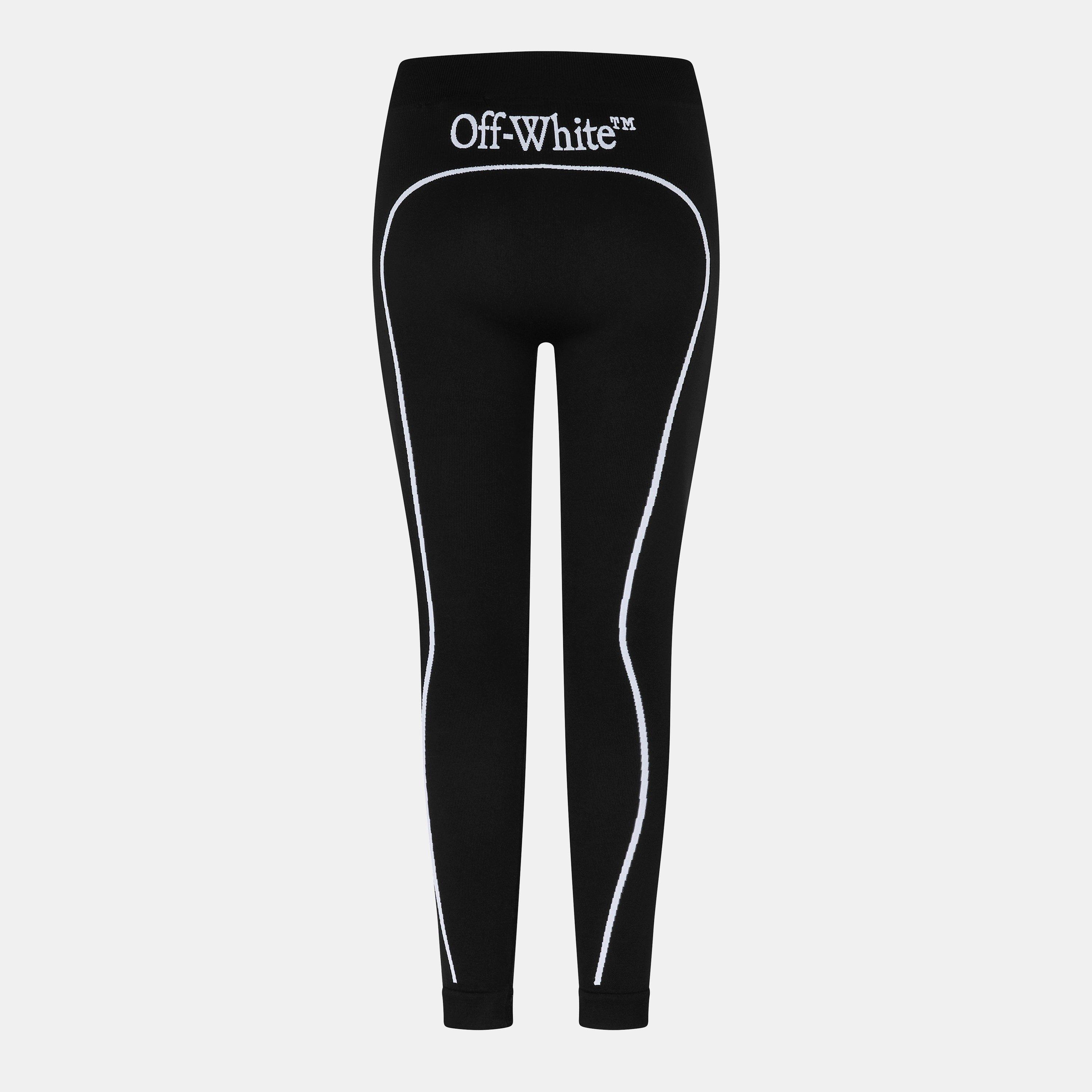 Black - Off White - Women's Seamless Leggings - 2