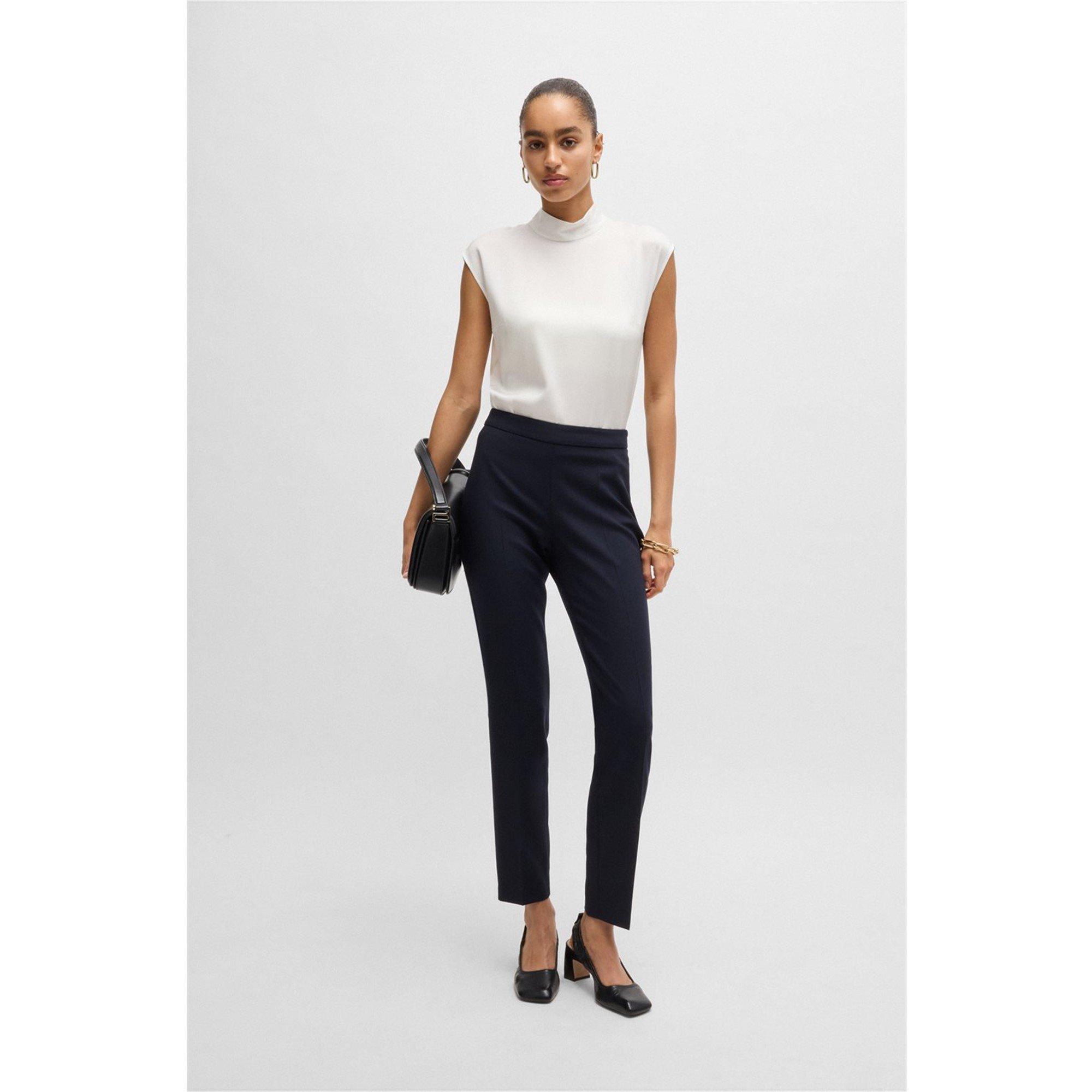 Navy - Boss - Women's Tiluna Slim Fit Trousers - 3