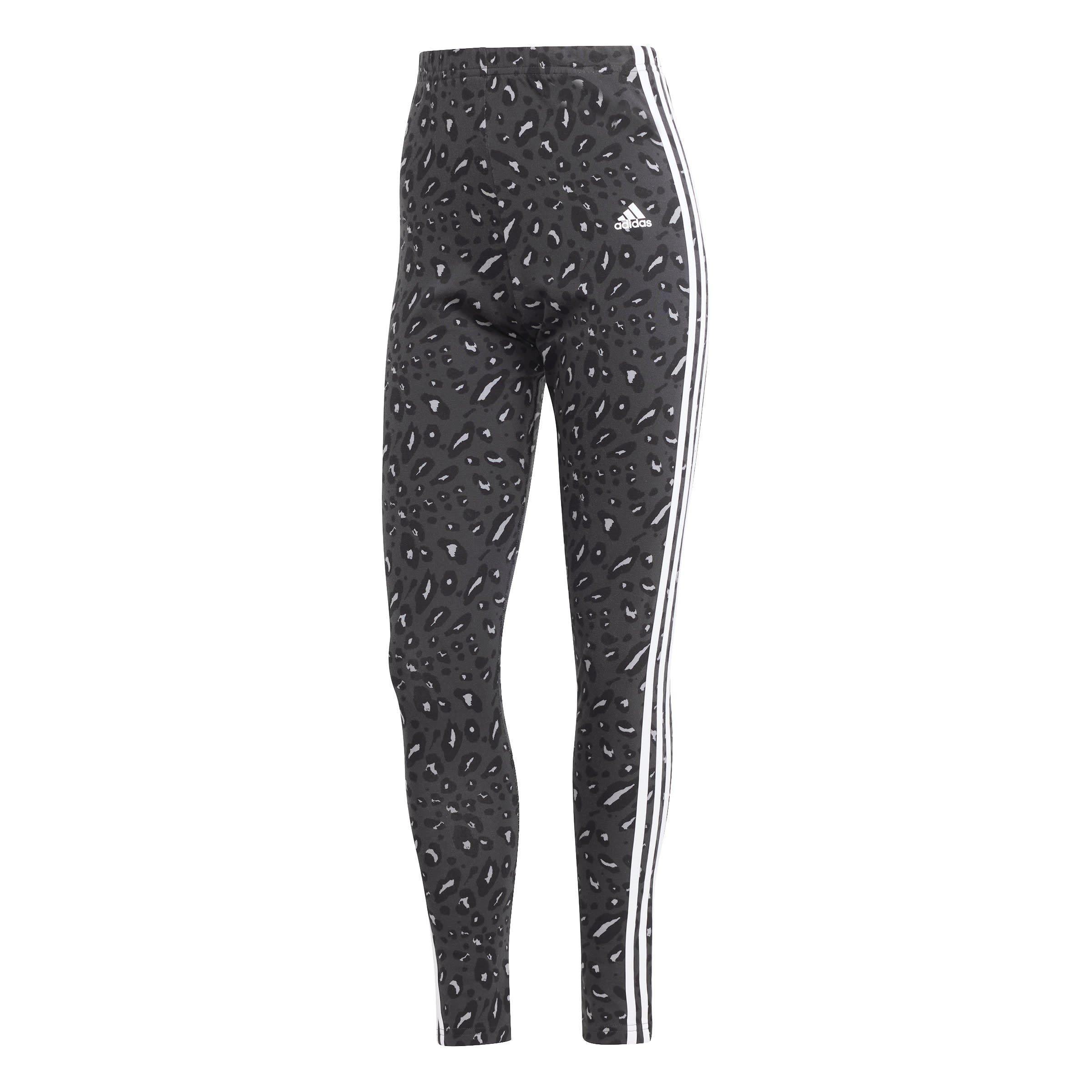 Adidas Women's Essentials 3 Stripe Leggings - Animal Print - S (8-10)