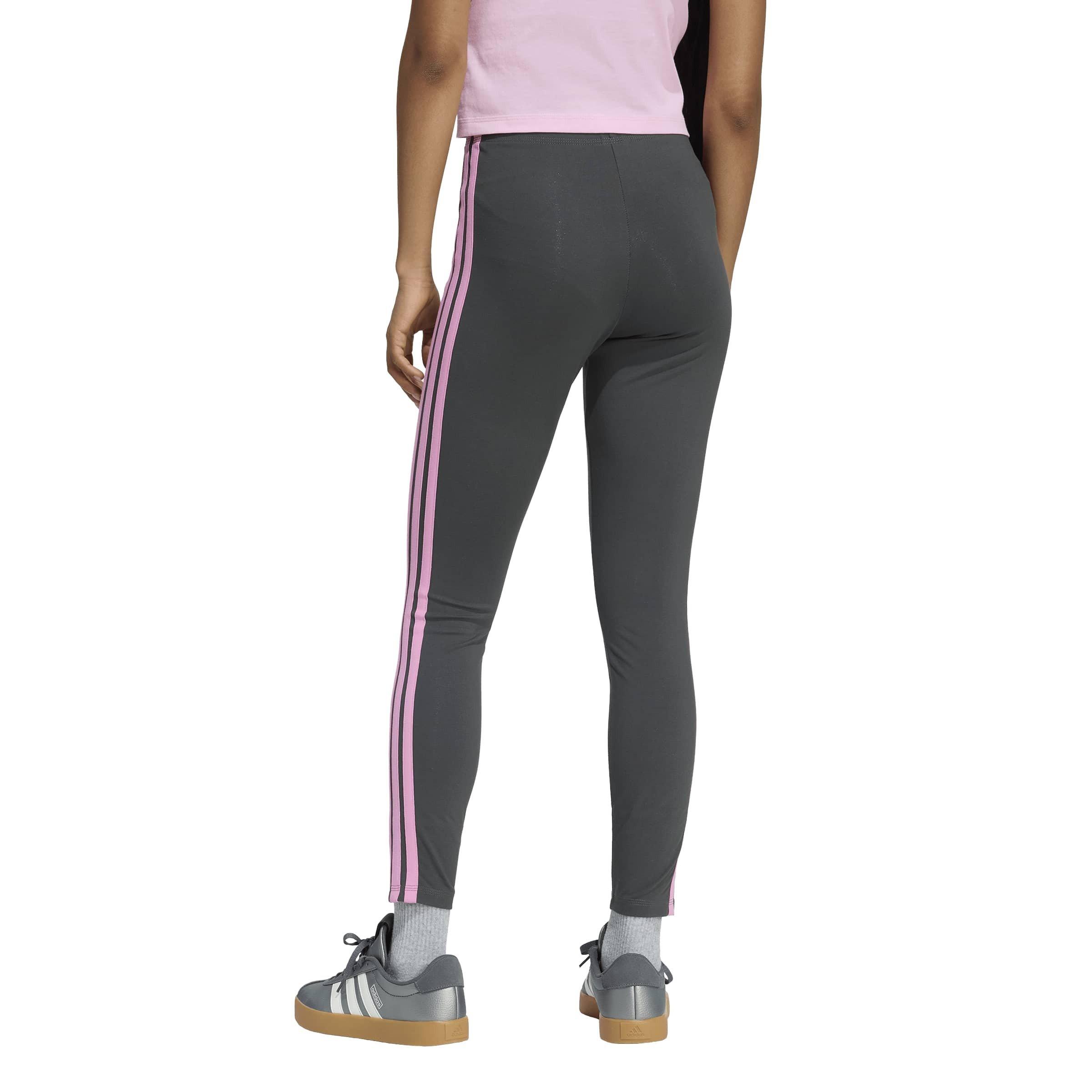 Carbon/Pink - adidas - Essentials 3 Stripe Leggings Womens - 3