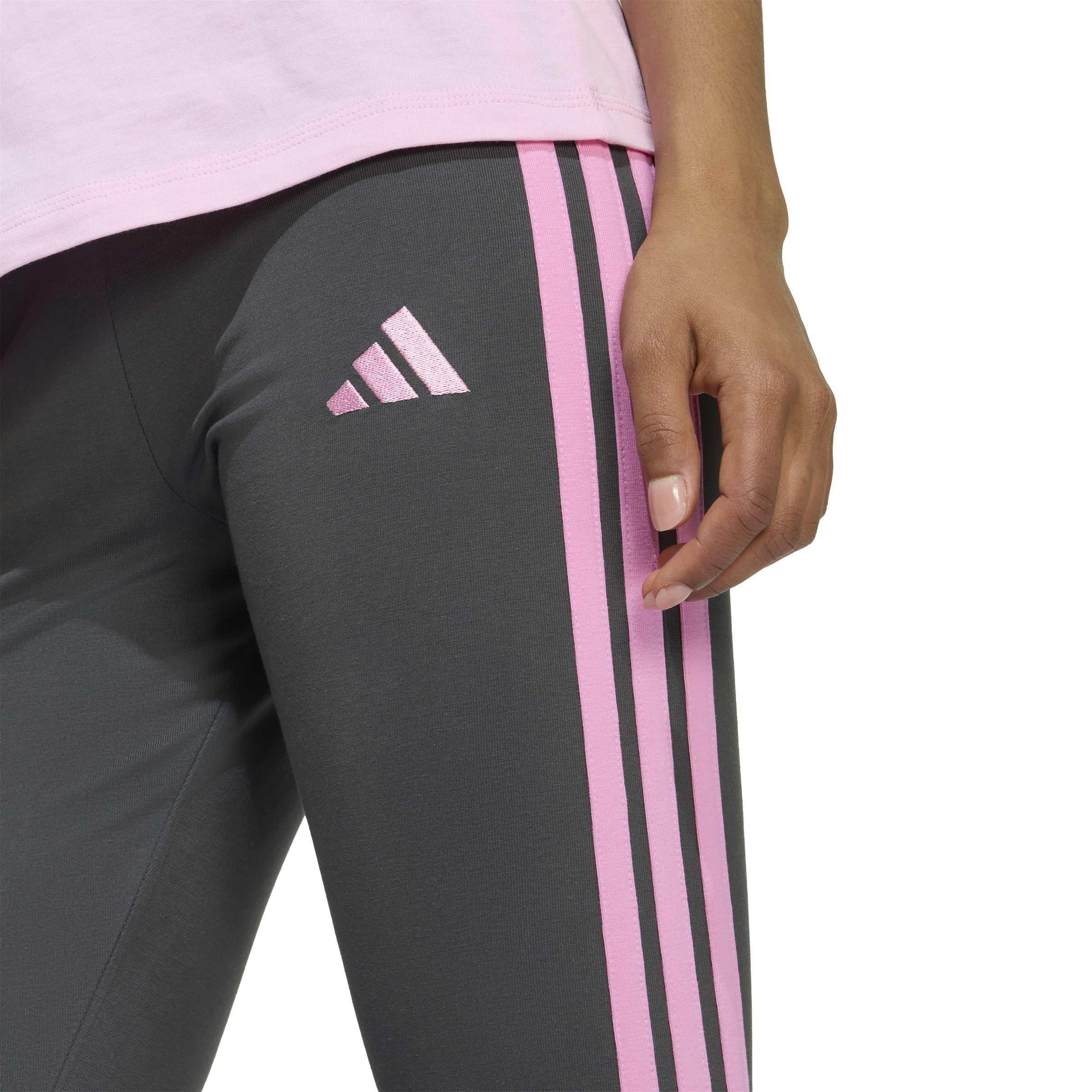 Carbon/Pink - adidas - Essentials 3 Stripe Leggings Womens - 4
