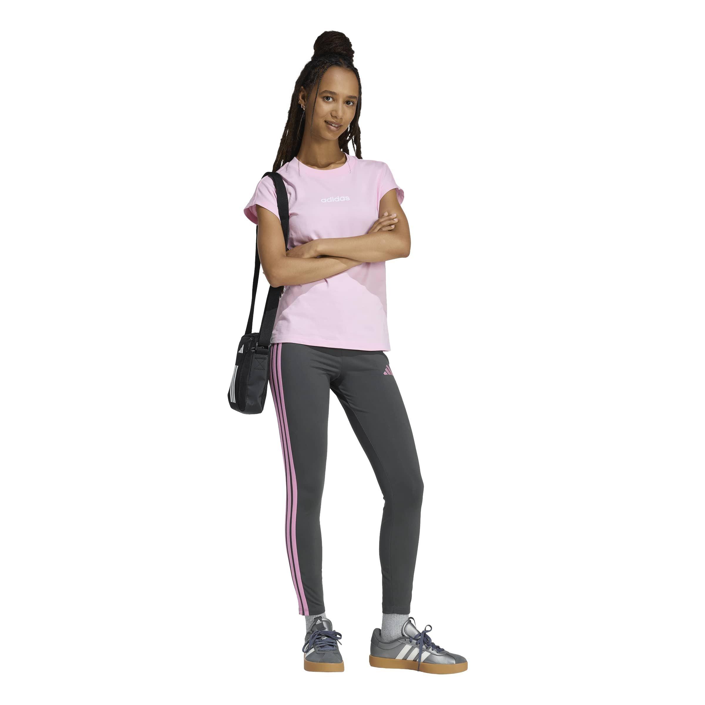 Carbon/Pink - adidas - Essentials 3 Stripe Leggings Womens - 6