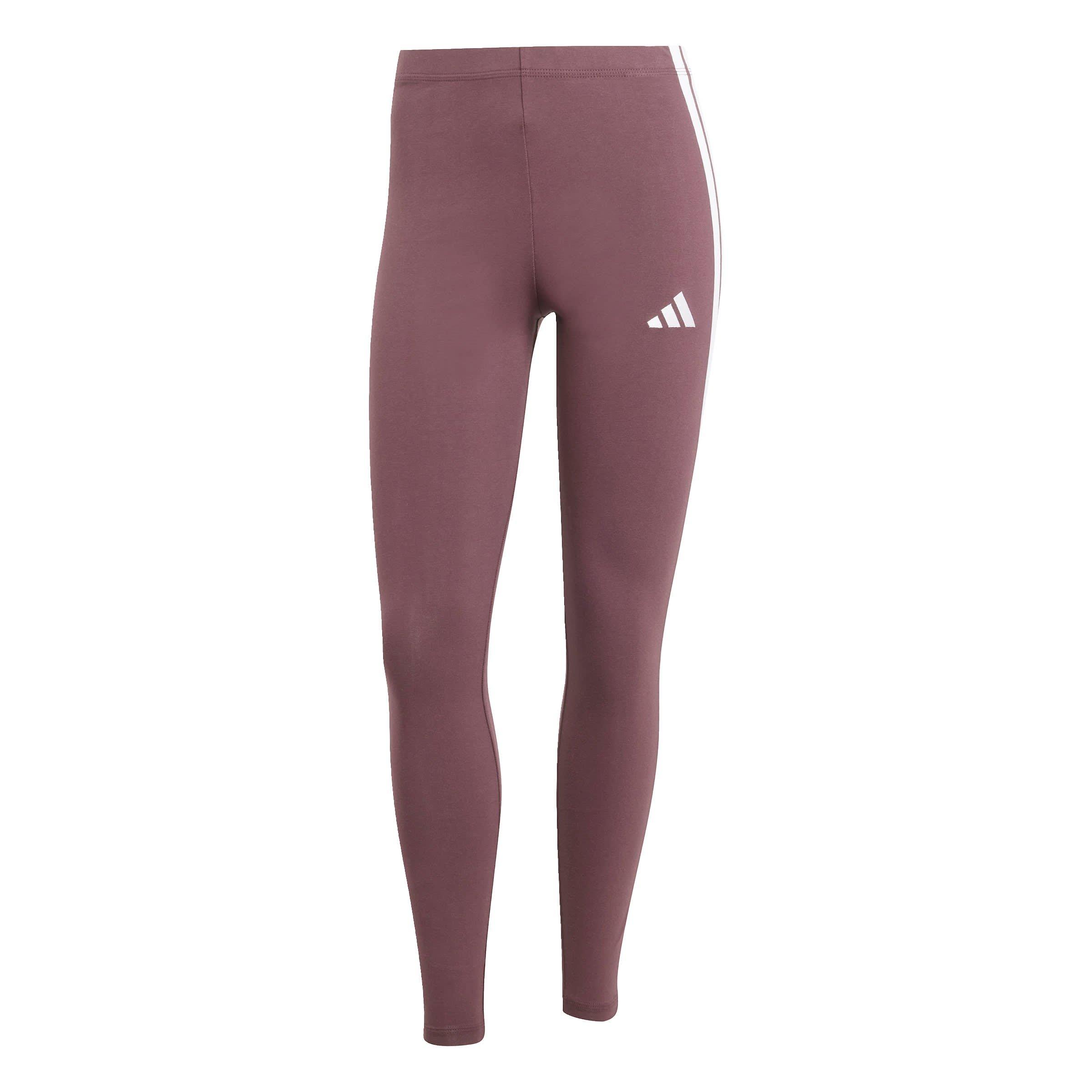 Adidas Women's Essentials 3 Stripe Leggings - Ruby - XL (20-22)