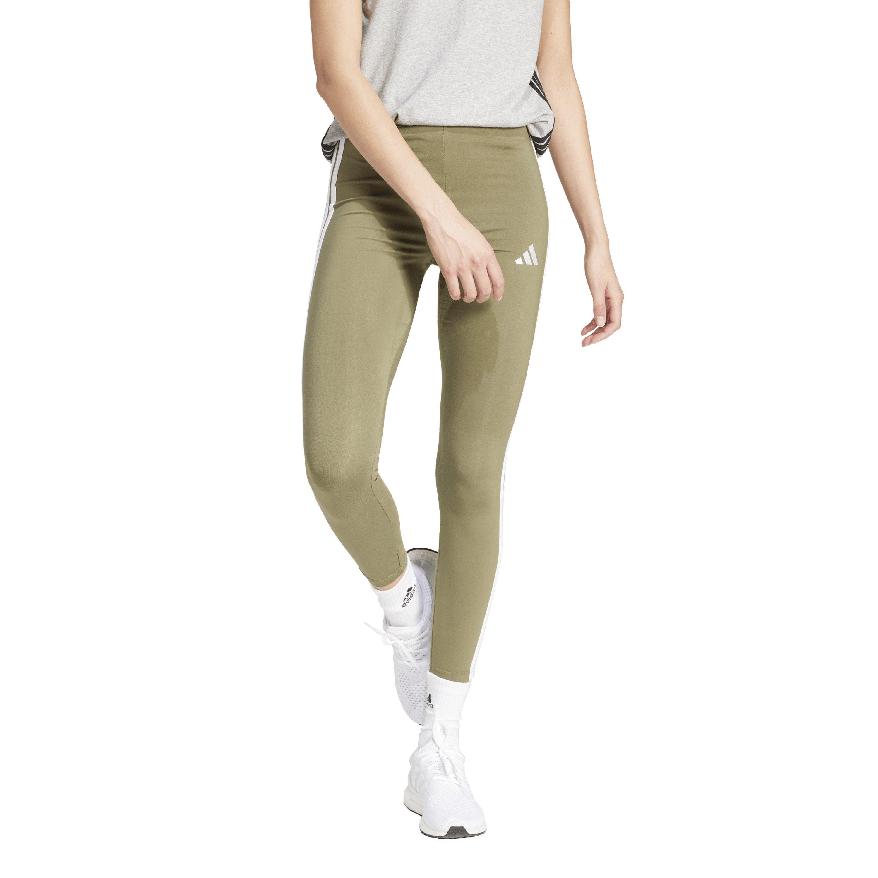 adidas 3 stripe leggings khaki