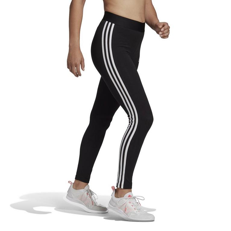 Negro/Blanco - adidas - Essentials 3 Stripe Leggings Womens - 4
