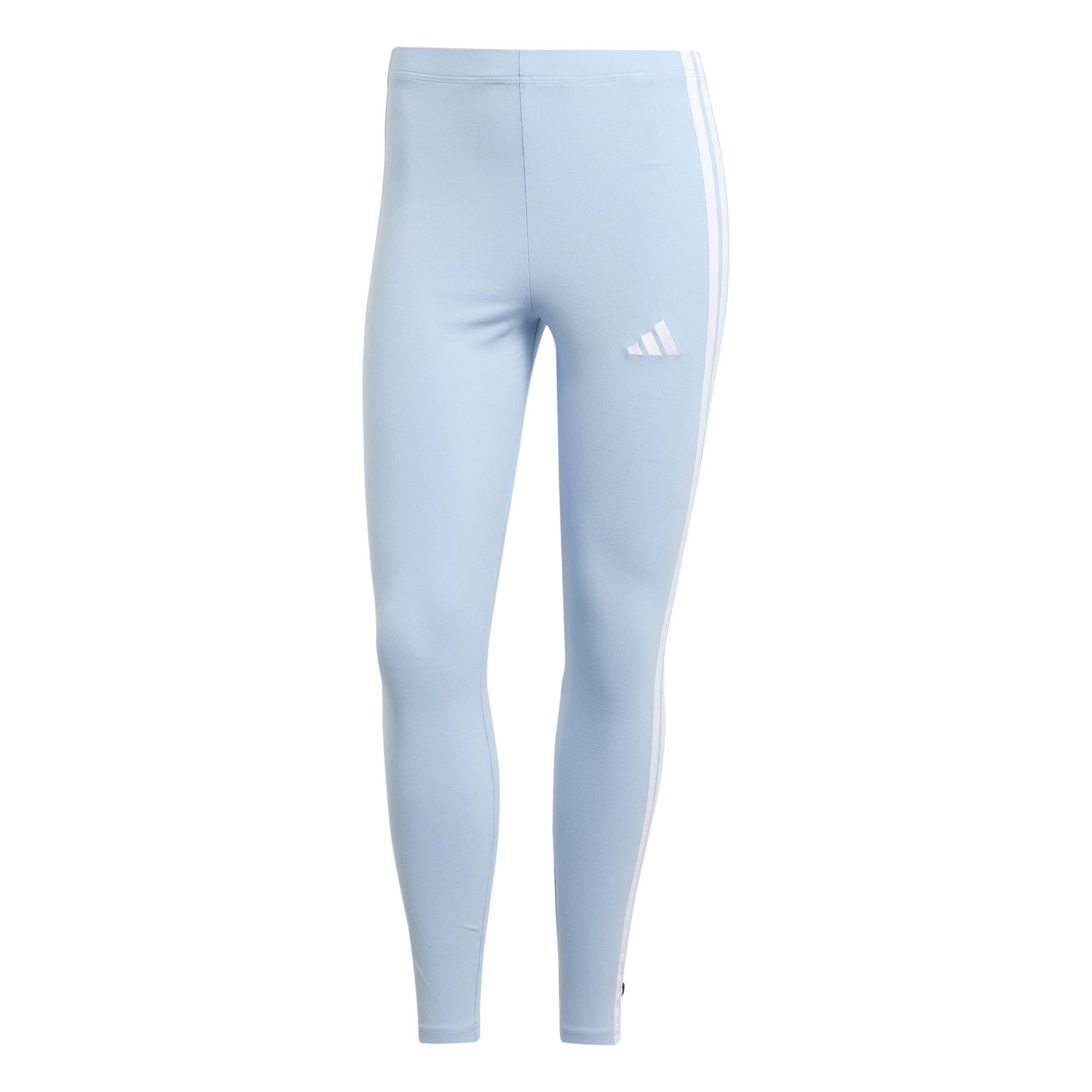 Adidas Women's Essentials 3 Stripe Leggings - Glow Blue - XL (20-22)