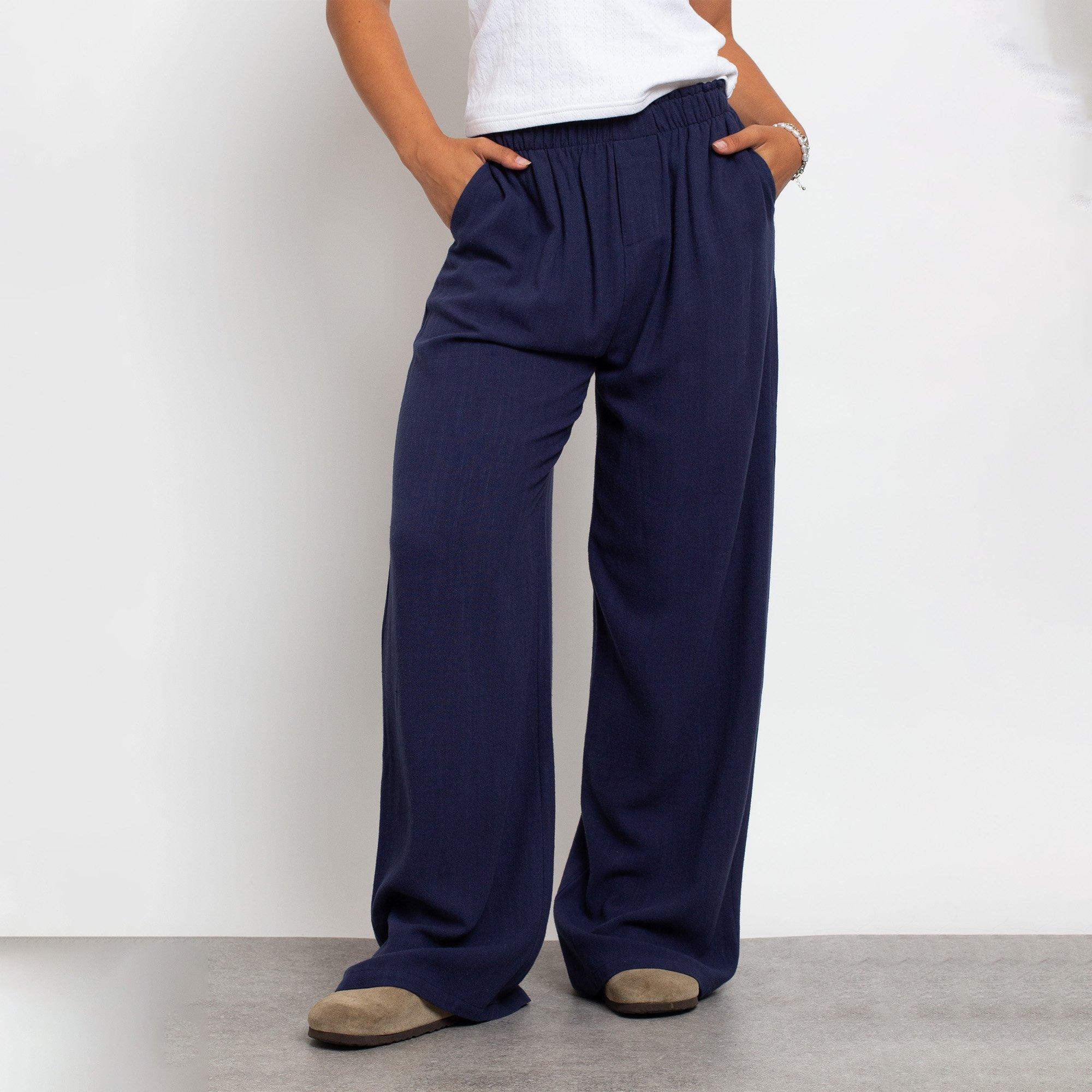 NAVY - Daisy Street - Womens Mid Rise Wide Leg Joggers - 1