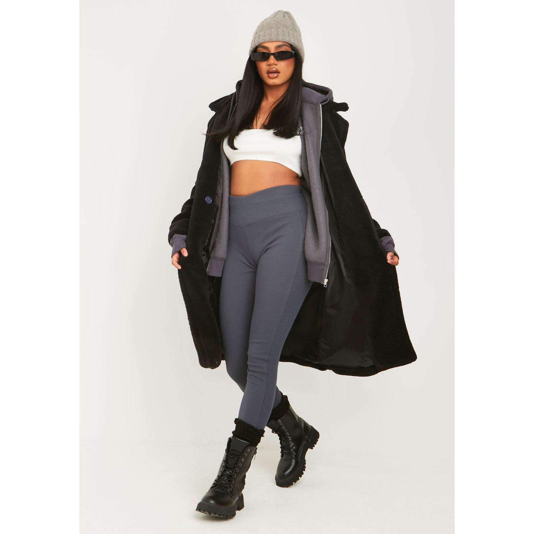 Charcoal - Missy Empire - Thick Rib Legging