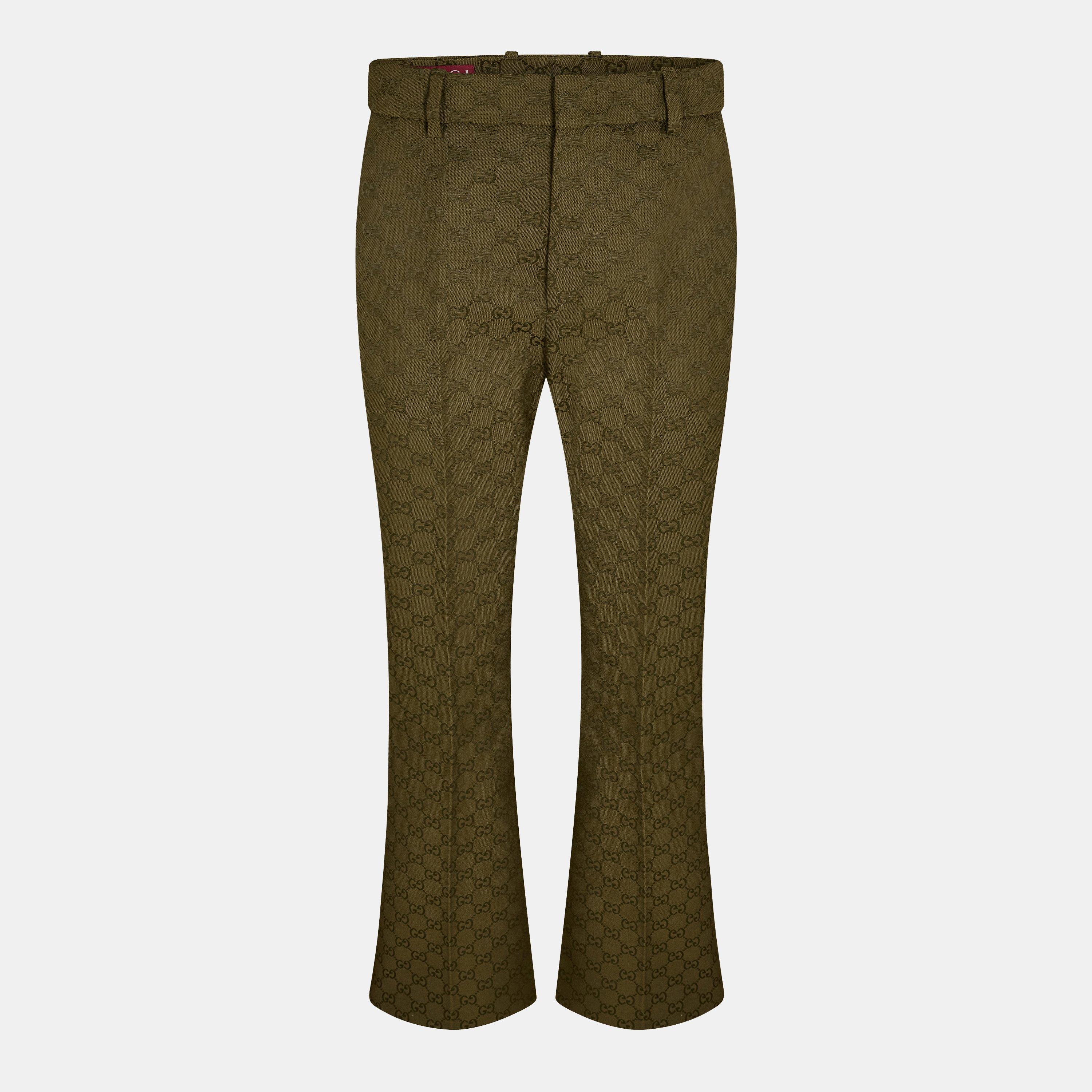 Army Green - Gucci - Women's Slim Fit Trousers - 1