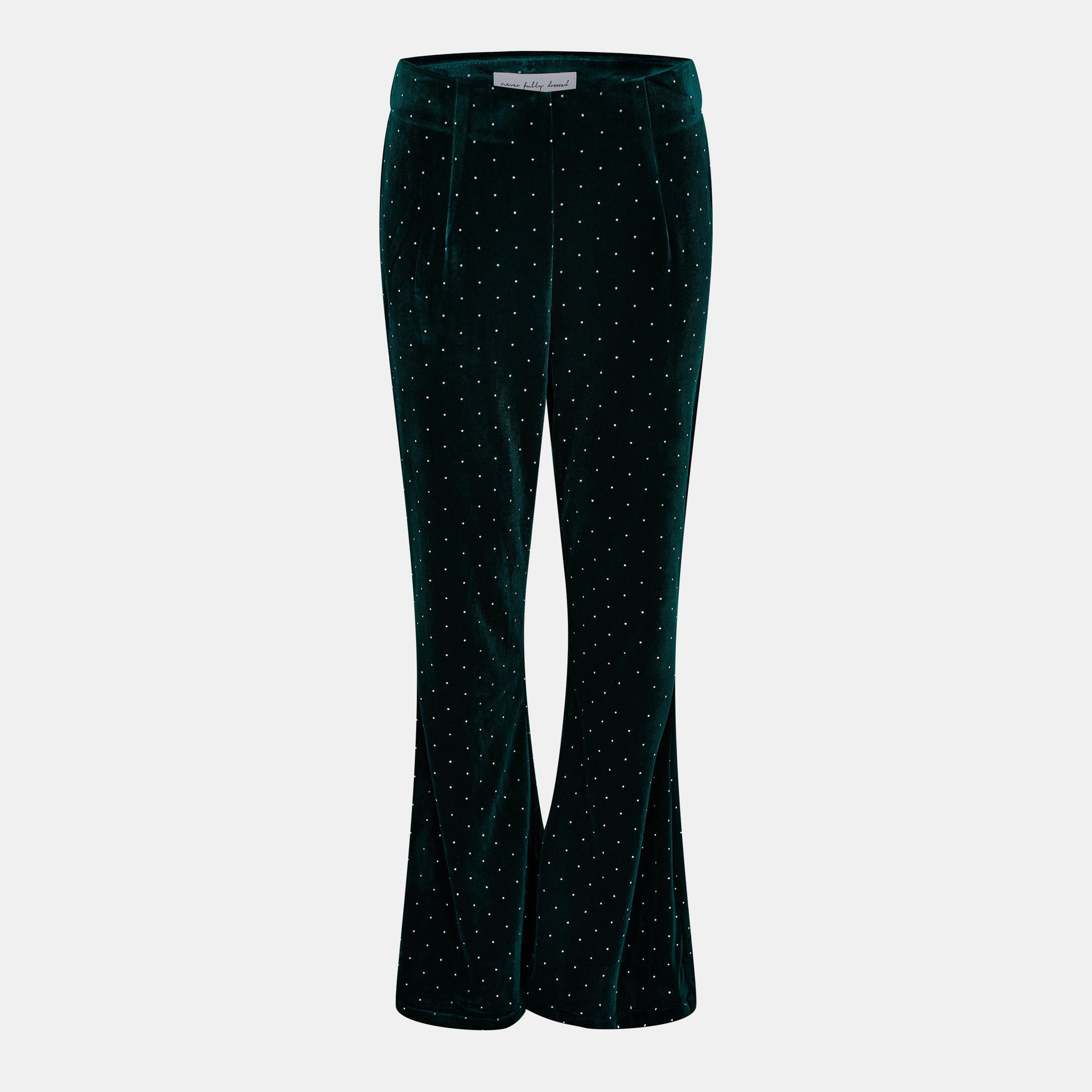 Never Fully Dressed Women's Vlv Wide Leg Trousers - Emerald - 12 (M)