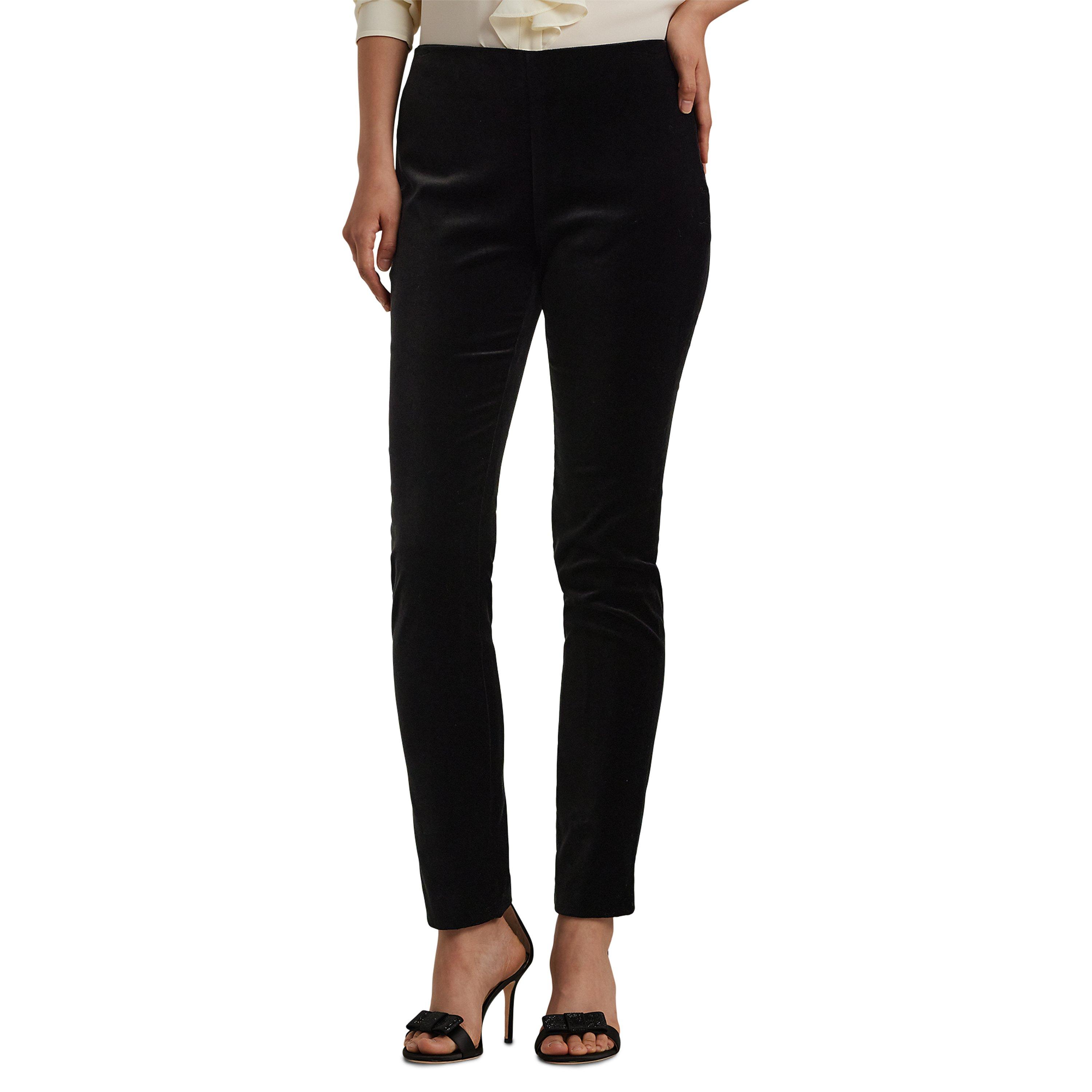 Black Velvet - Lauren by Ralph Lauren - Velvet Straight Leg Trousers - 1