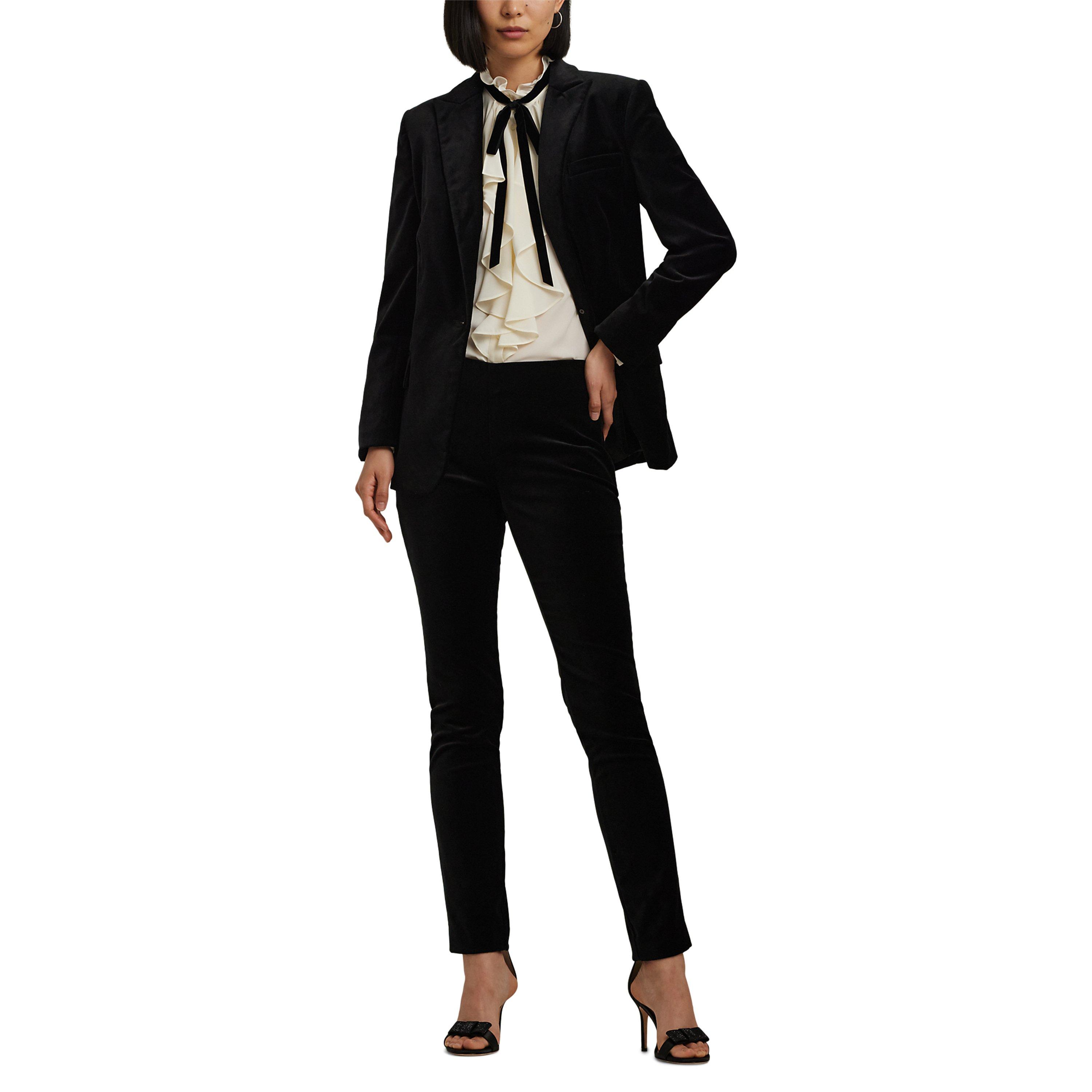 Black Velvet - Lauren by Ralph Lauren - Velvet Straight Leg Trousers - 2