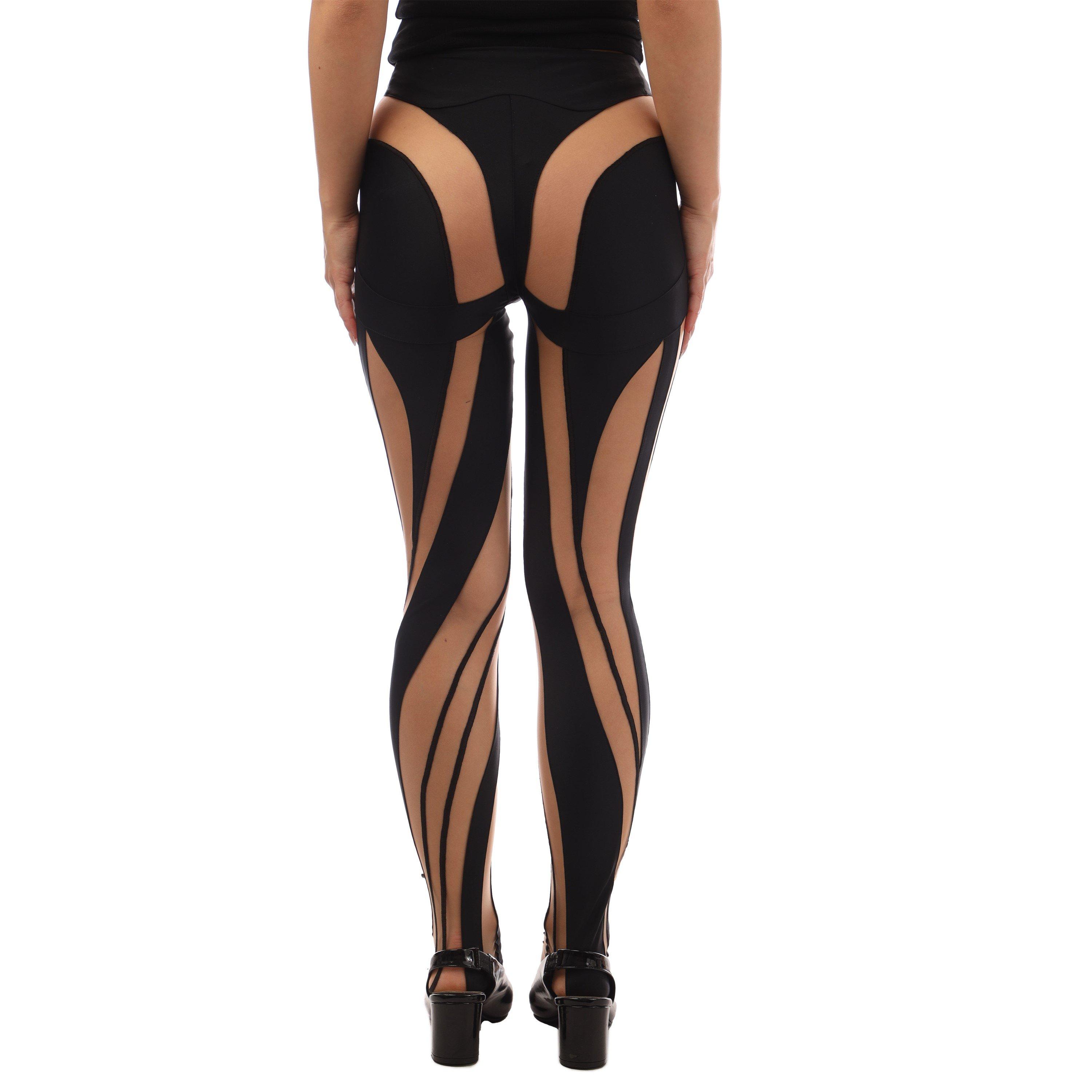 Black - Mugler - Geometric Stirrup Leggings - 3