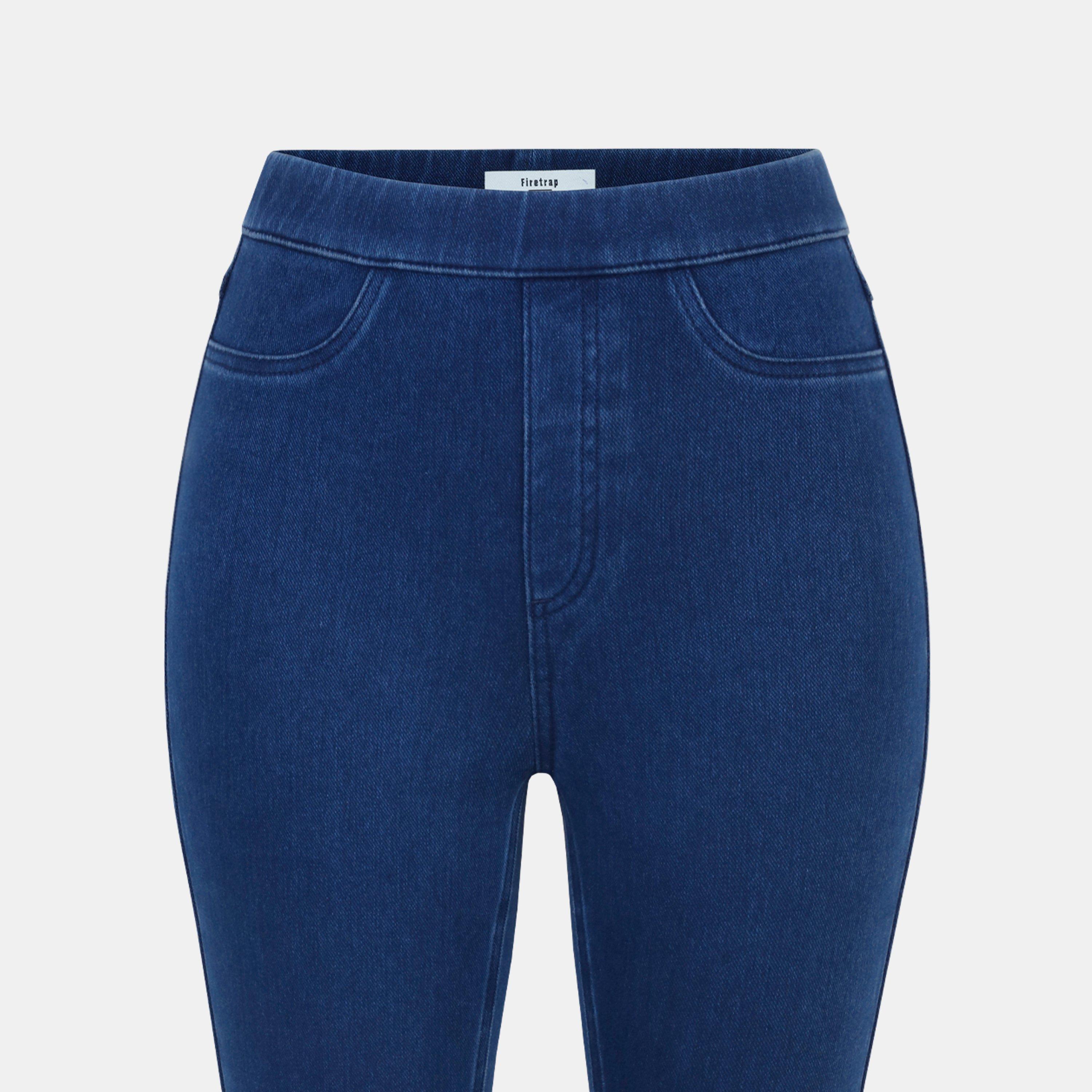 Denim Blue - Firetrap - Women's Jegging Cotton Mid Rise Full Length Leggings - 3