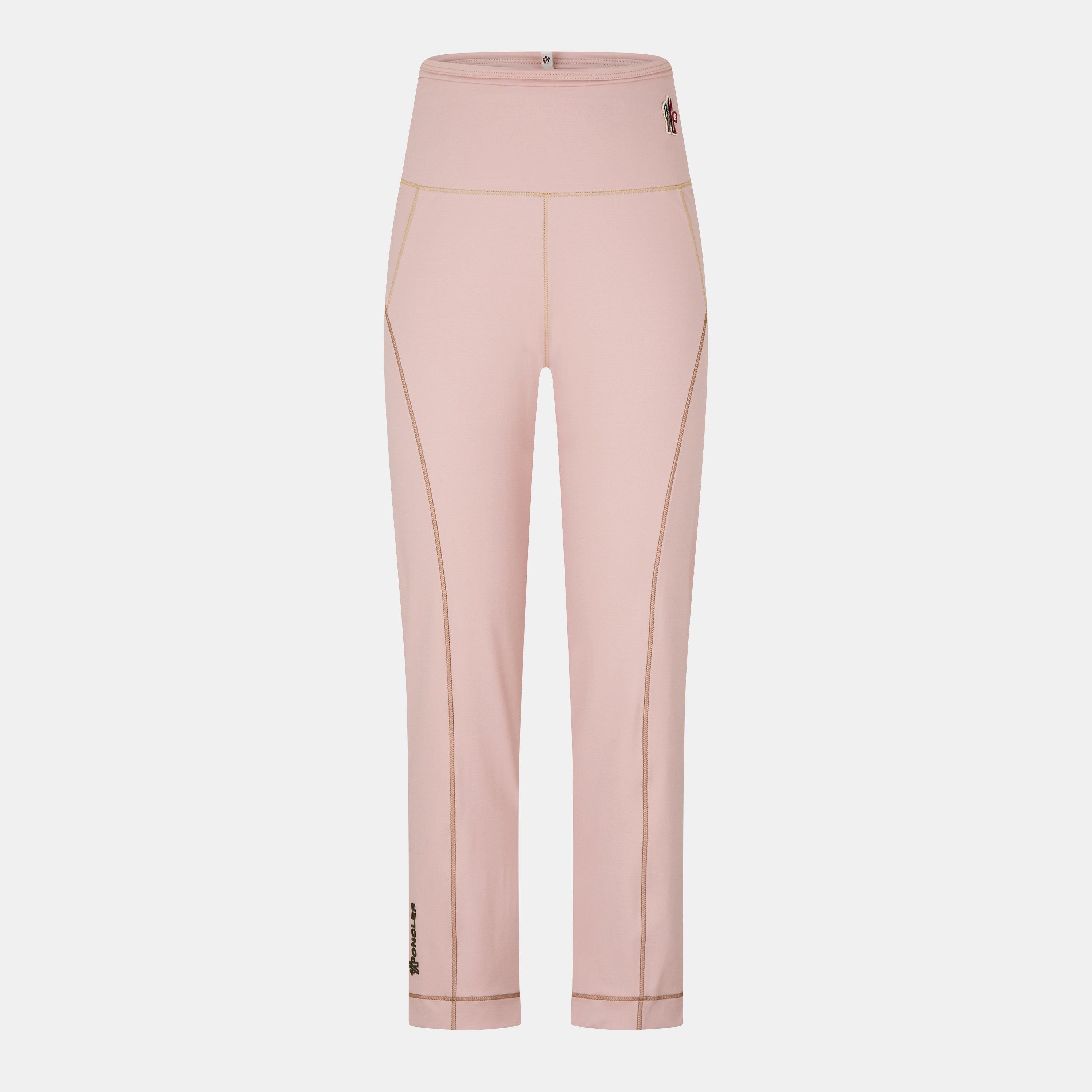 Moncler Grenoble Women's Logo High-Rise Stretch Fitted Leggings - Rose 51V - Size 12 (M)