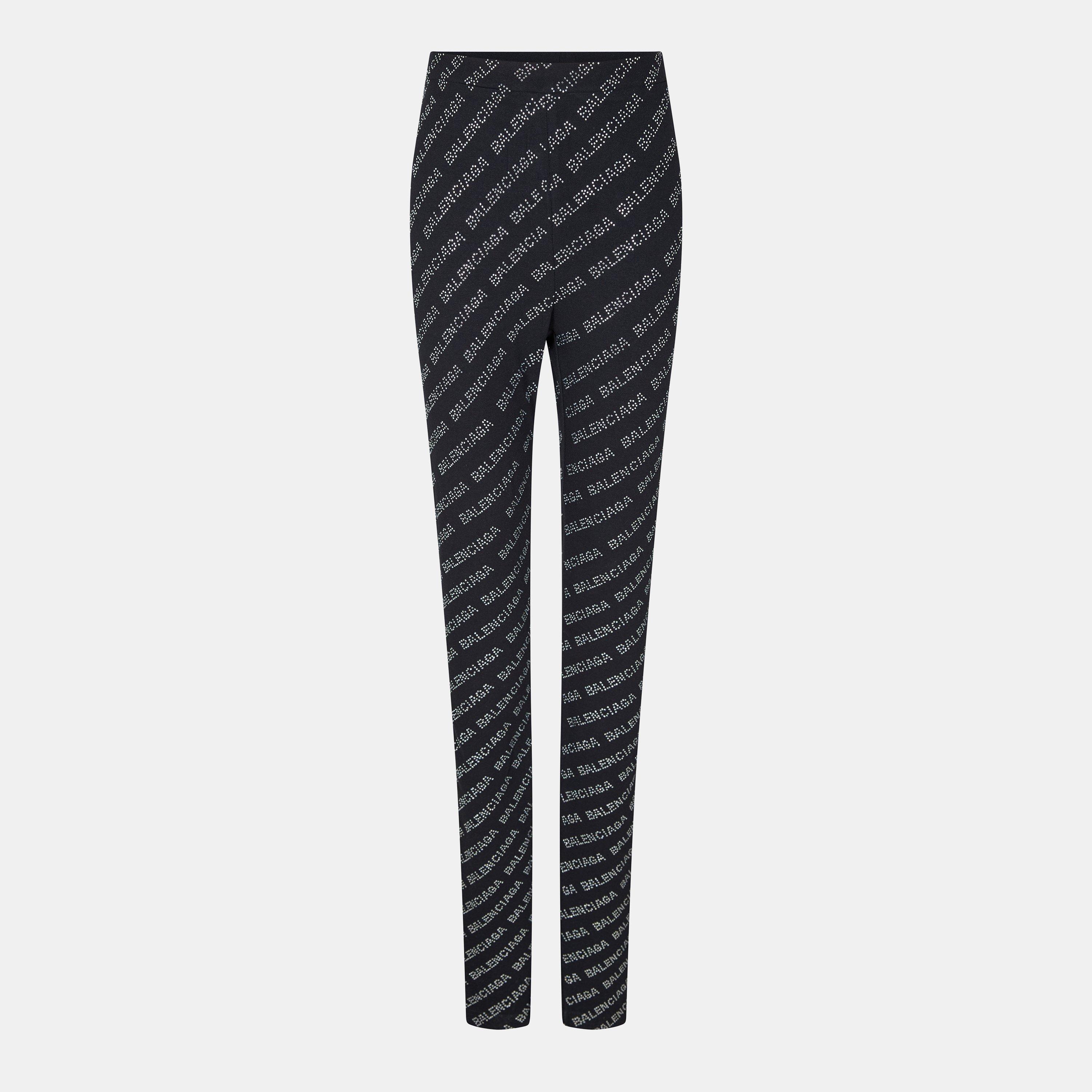 Black/Silver - Balenciaga - Women's Black Stretch Leggings - 1