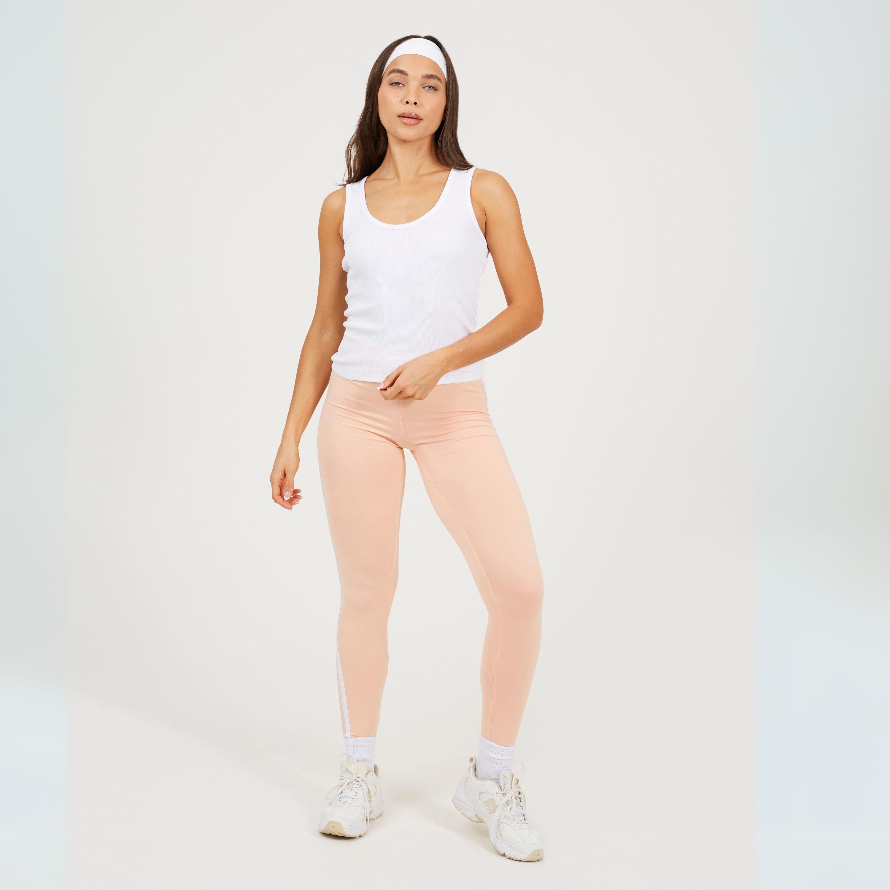 Peach/Wht Strpe - Brave Soul - Leggings with Stripe Detail - 4