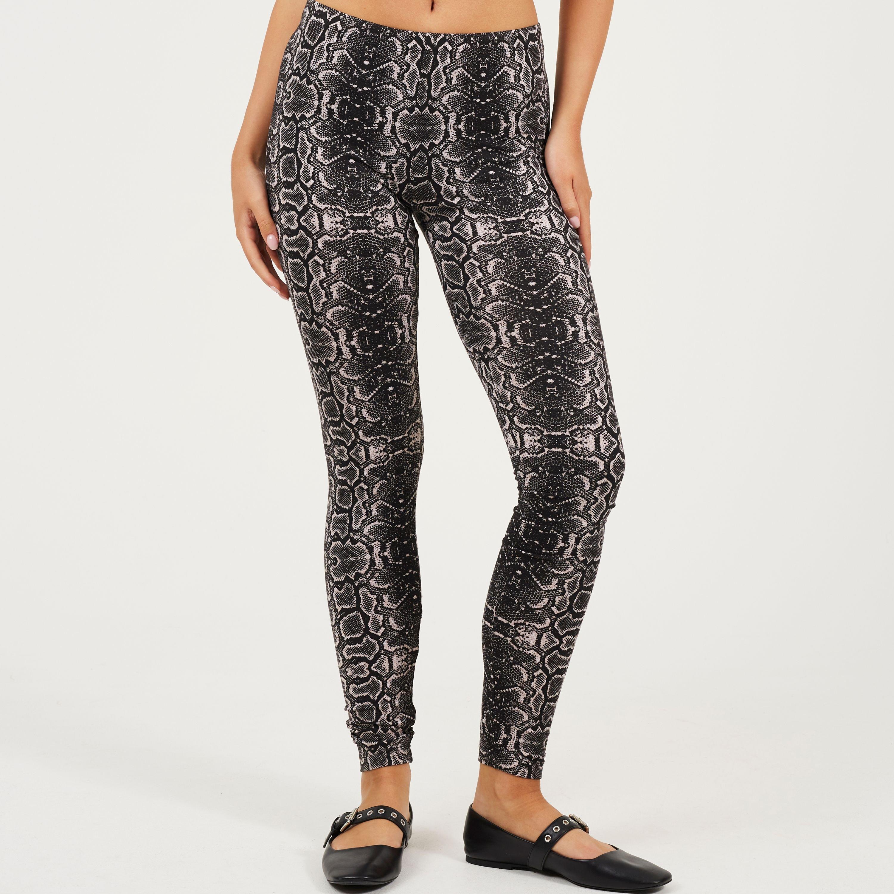 Grey Snake - Brave Soul - Womens All Over Snake Print Leggings - 1