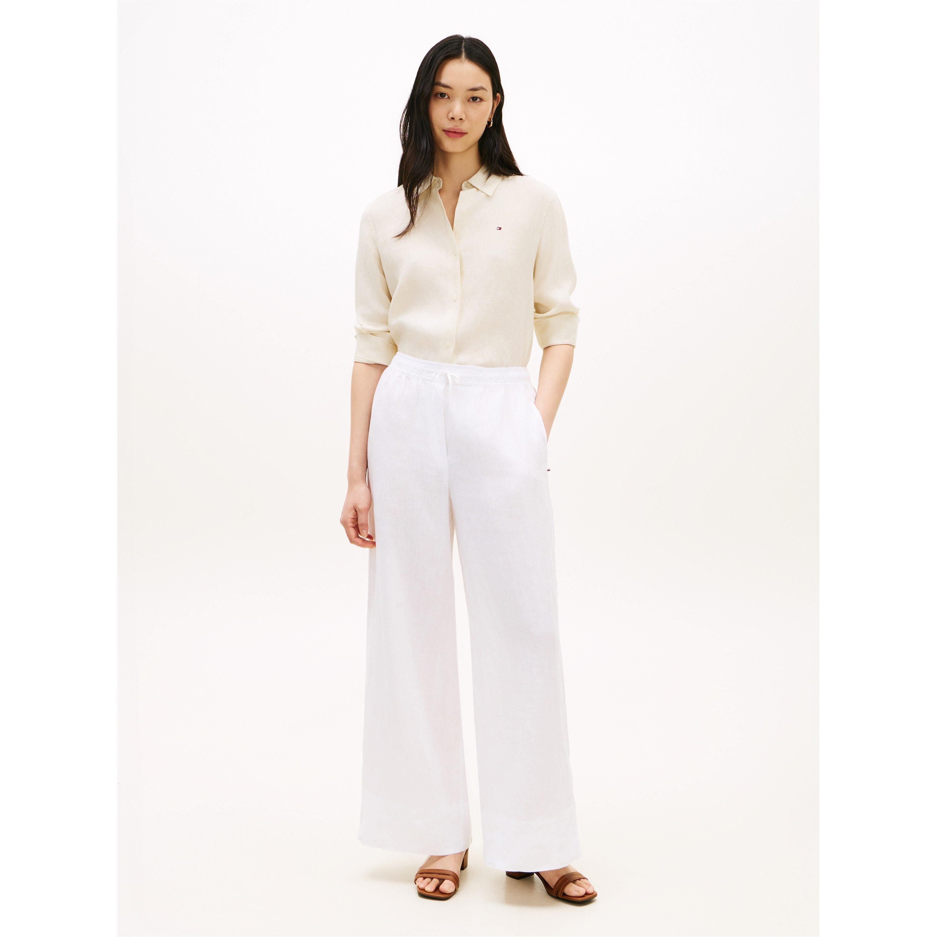 Optic White - Tommy Hilfiger - Tommy Linen Trouser Ld62 - 4