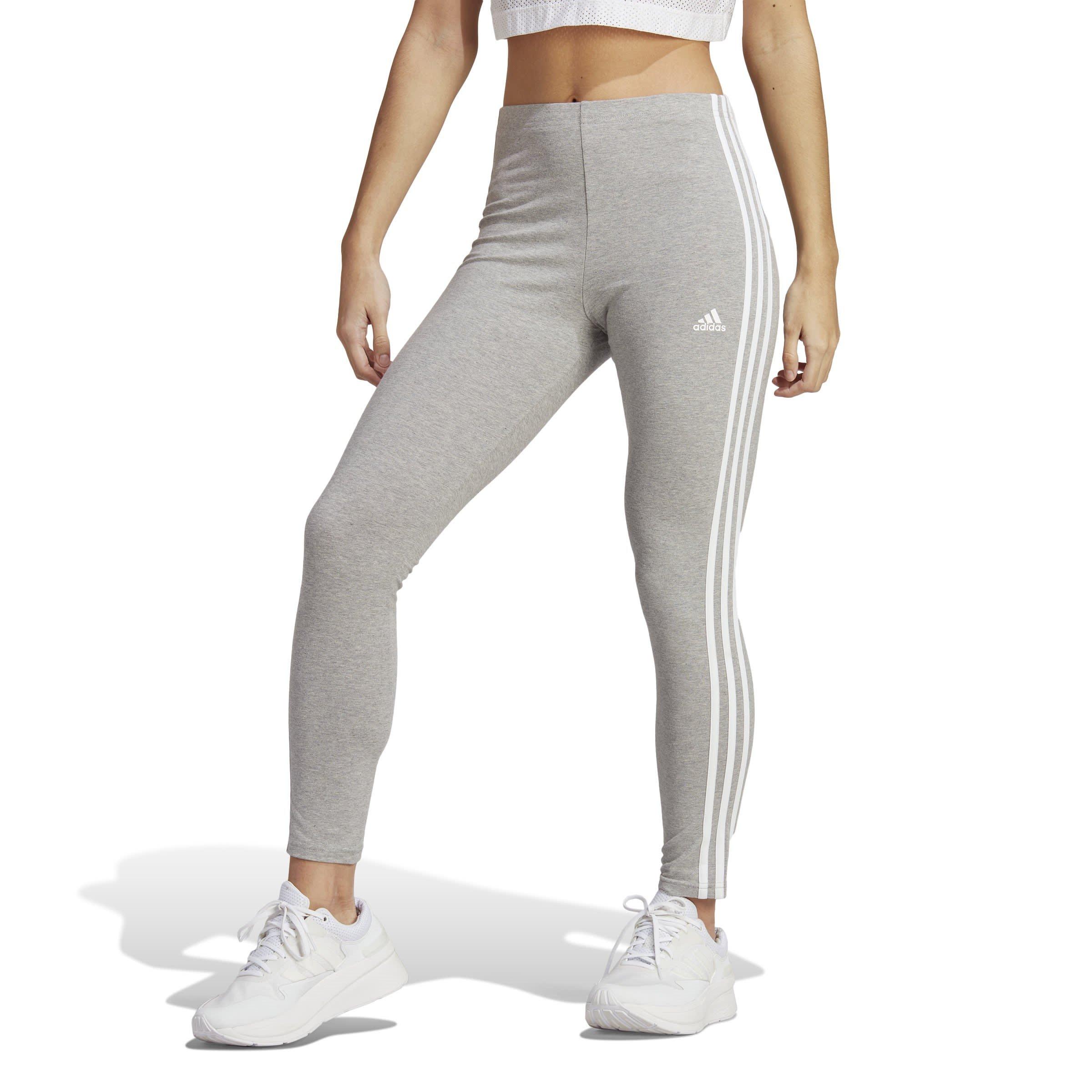 M.Grey/White - adidas - Essentials 3 Stripes Womens Leggings - 2