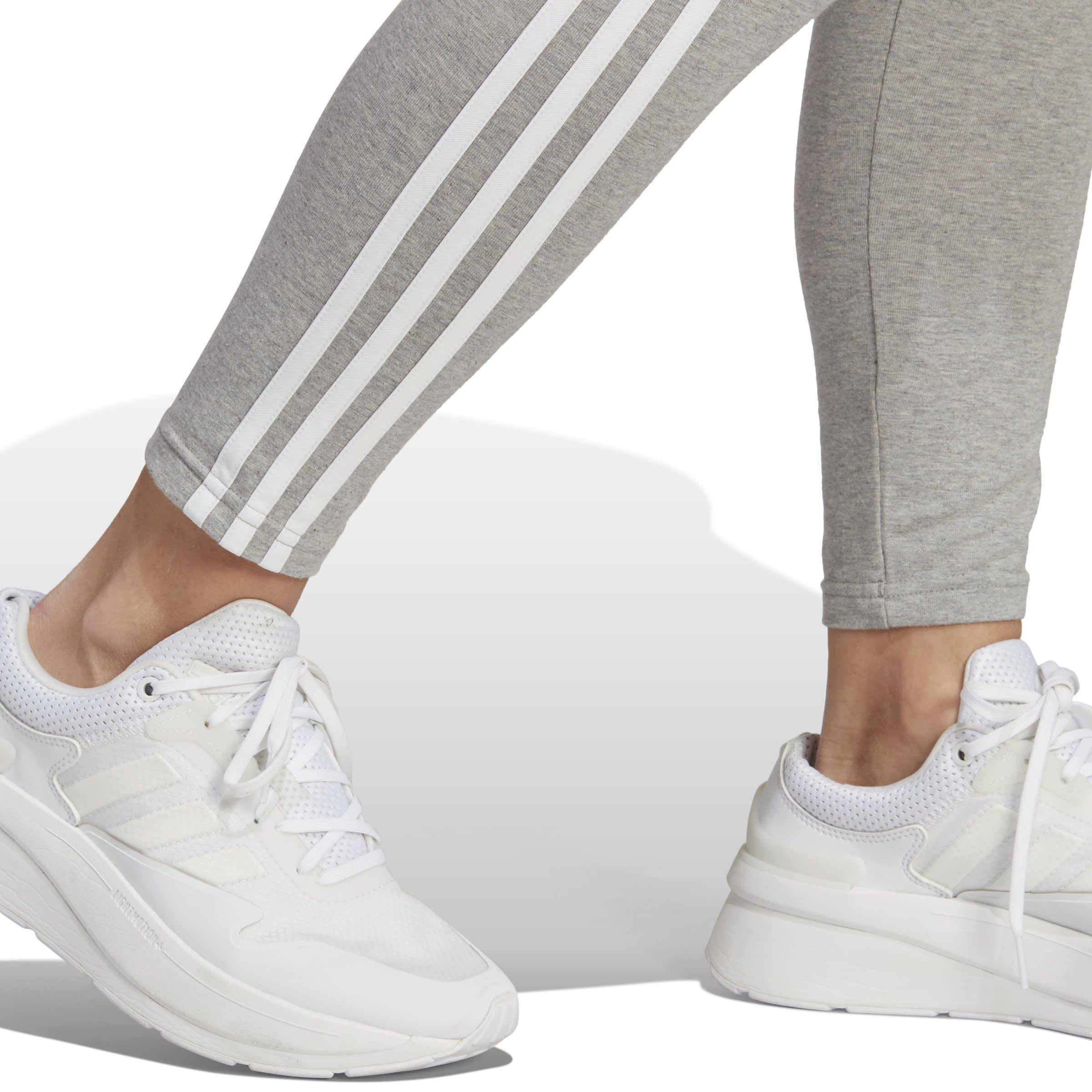M.Grey/White - adidas - Essentials 3 Stripes Womens Leggings - 6