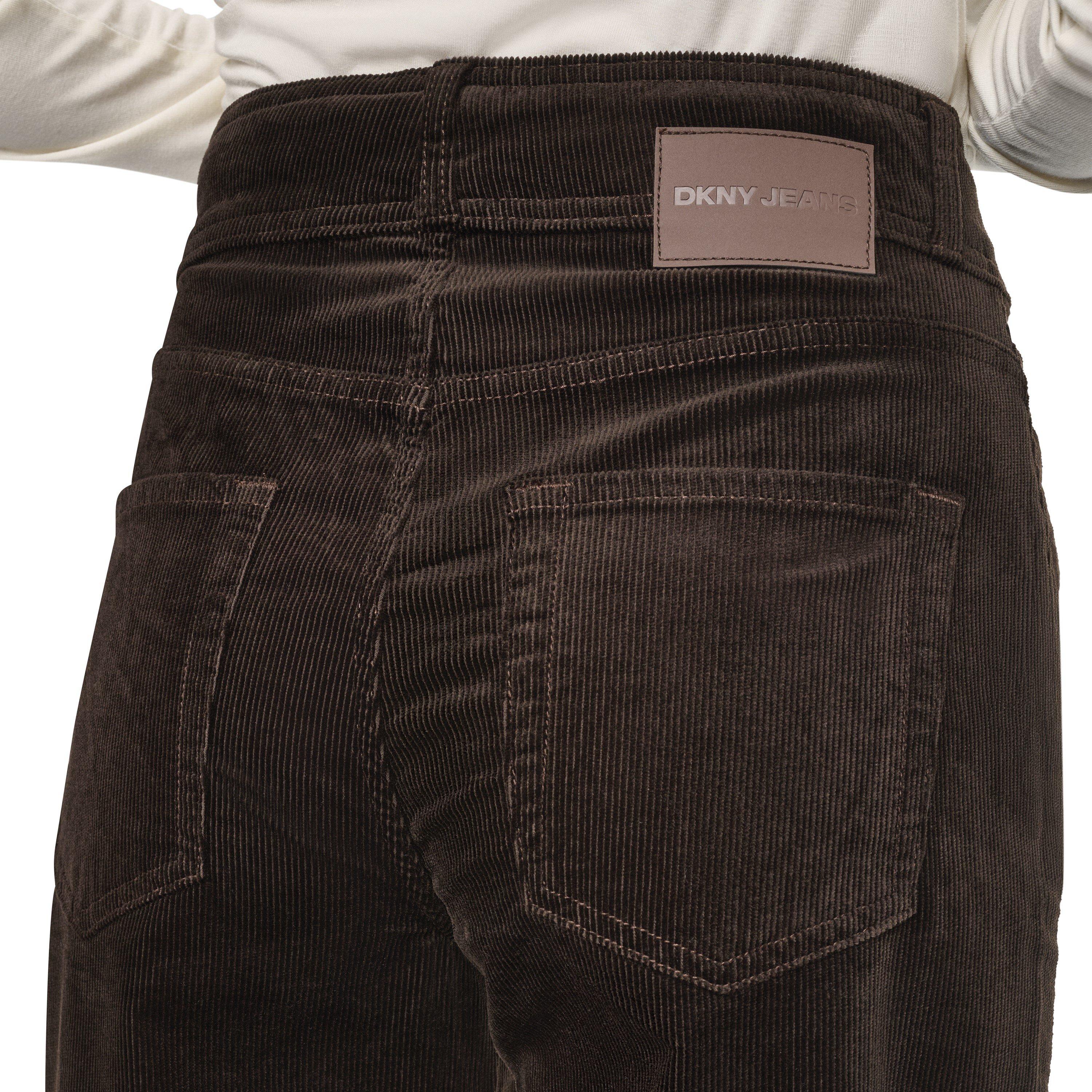 Espresso - DKNY - DKNY Hi Rise Double Button Wide Leg Corduroy - 4