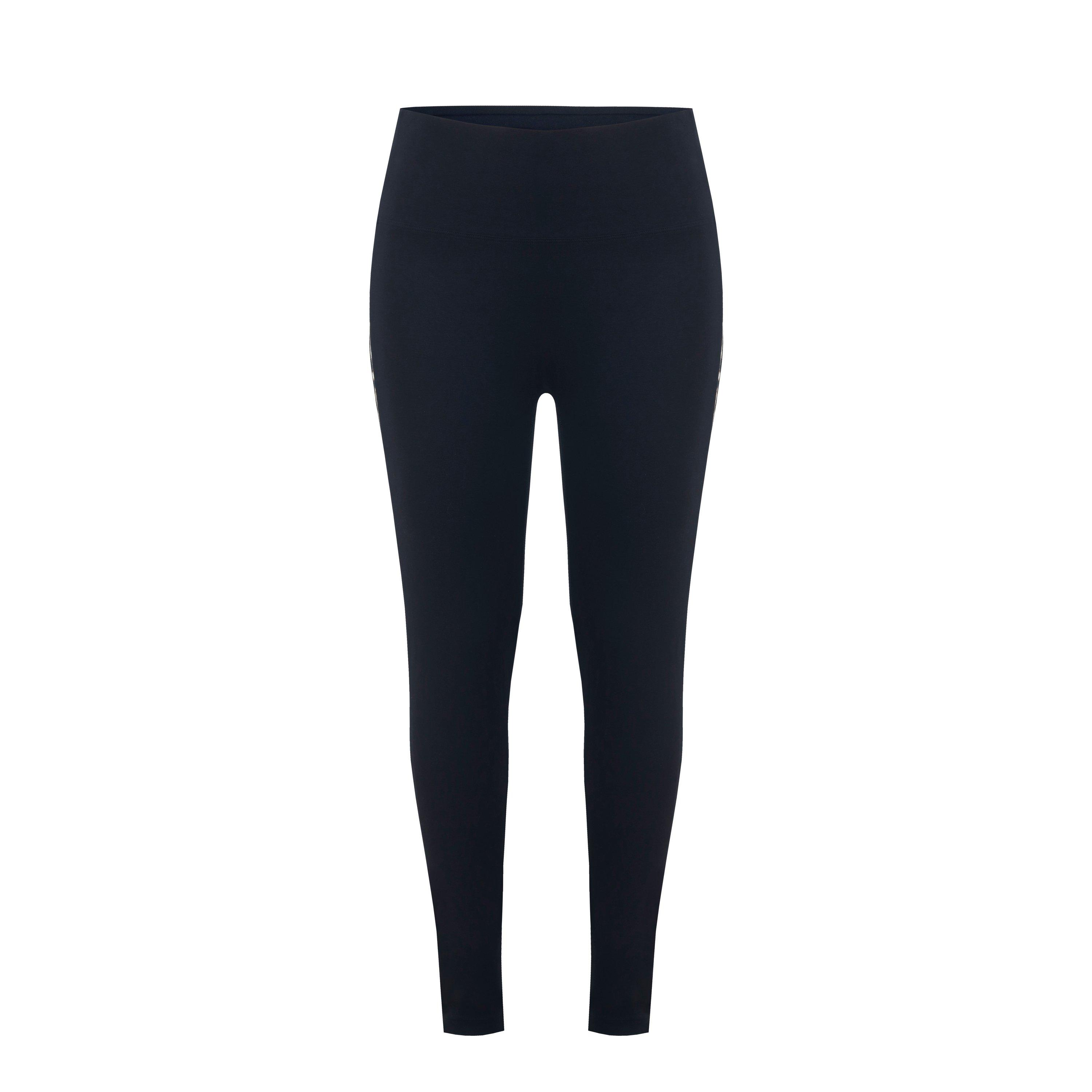 Black/ Leopard - Miso - Women's Striped Leggings - 1