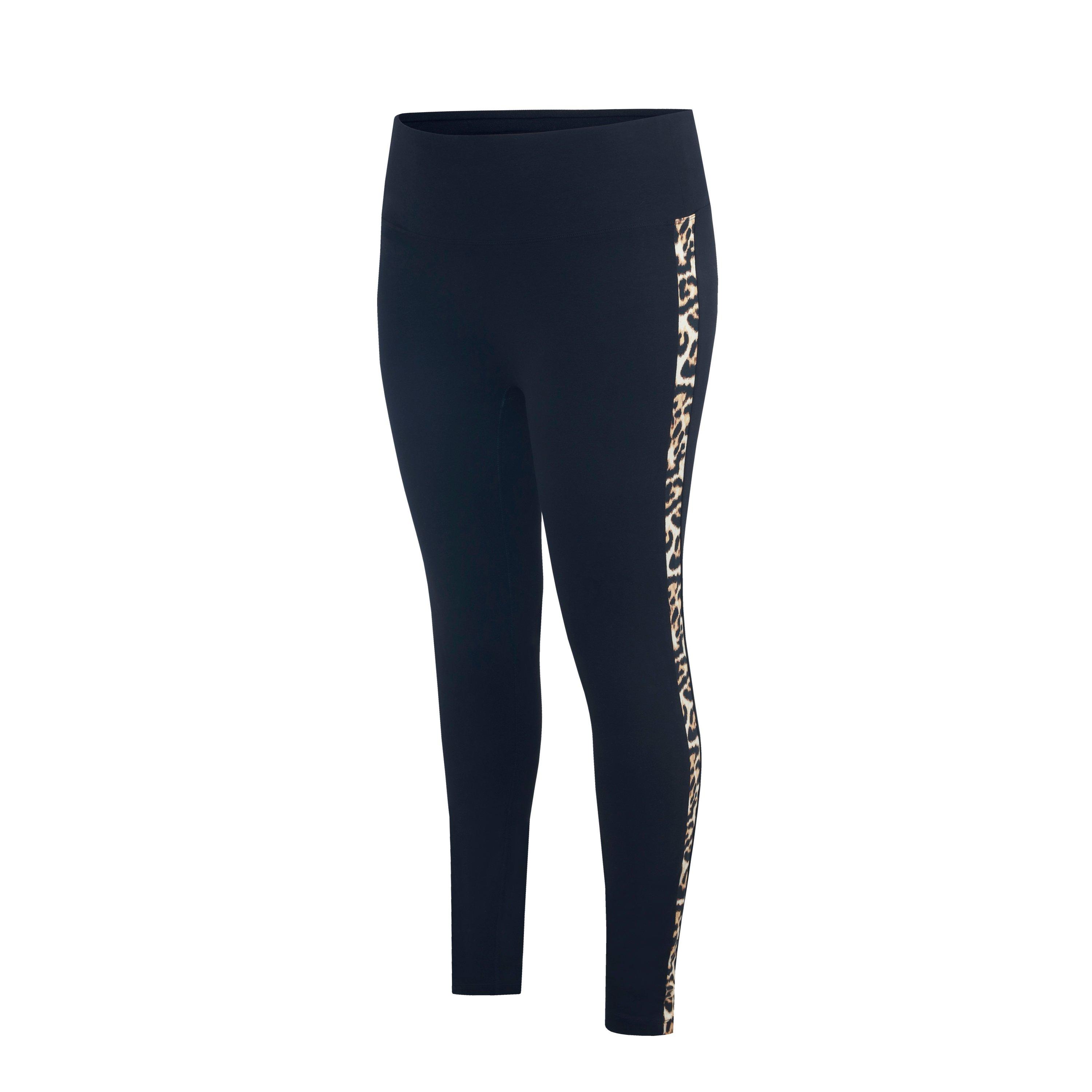 Black/ Leopard - Miso - Women's Striped Leggings - 3