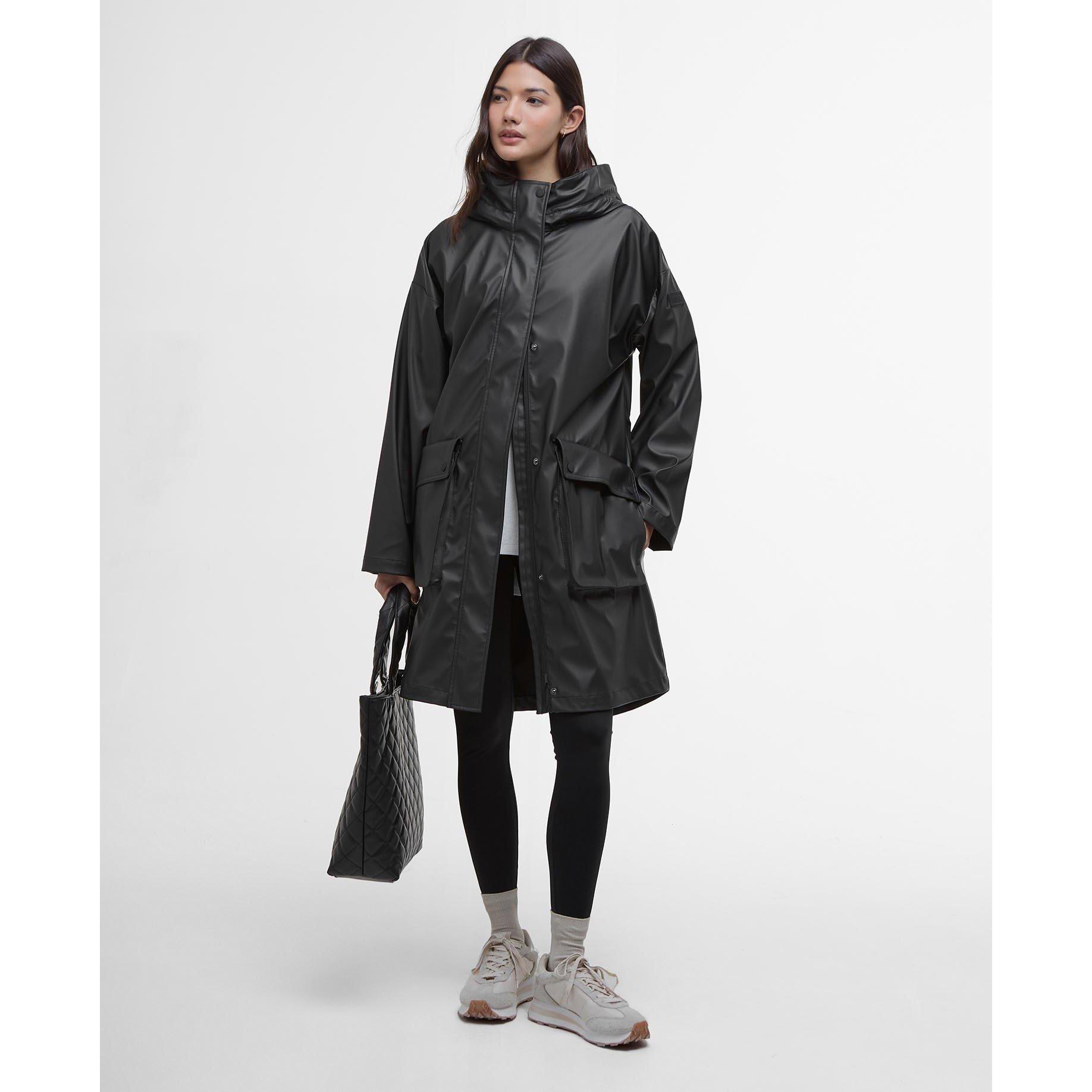 Black - Barbour International - Women's Atlas Hooded Long Sleeve Knee Length Rain Anorak - 3