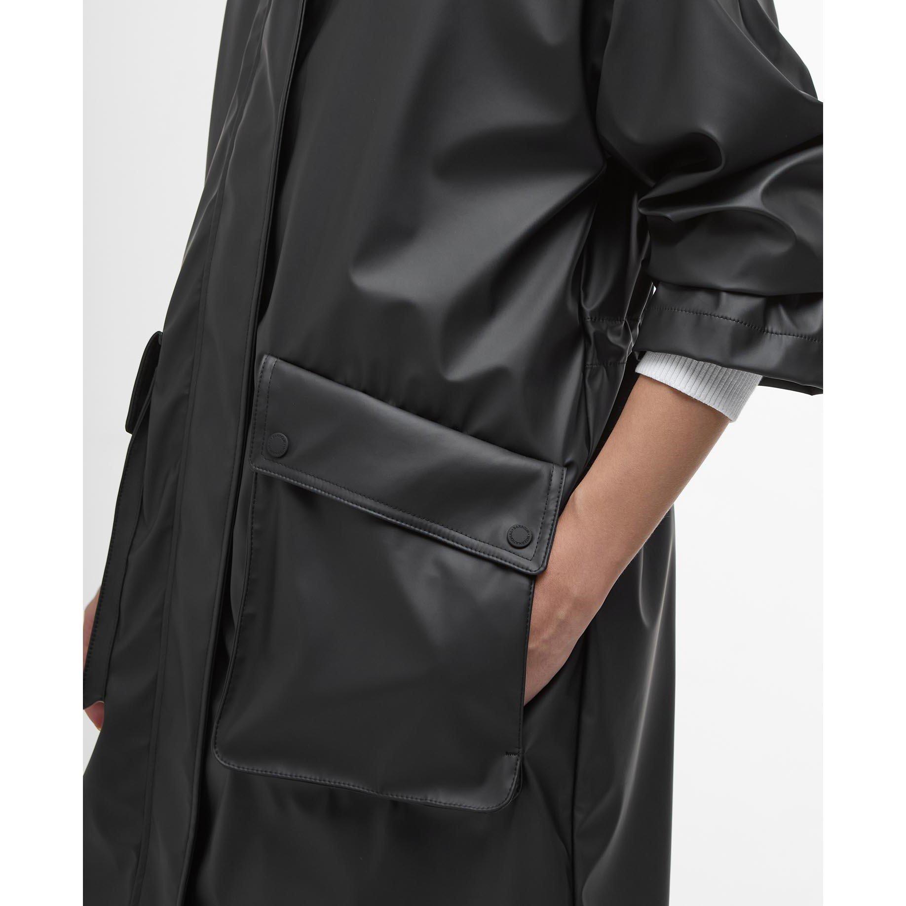 Black - Barbour International - Women's Atlas Hooded Long Sleeve Knee Length Rain Anorak - 6