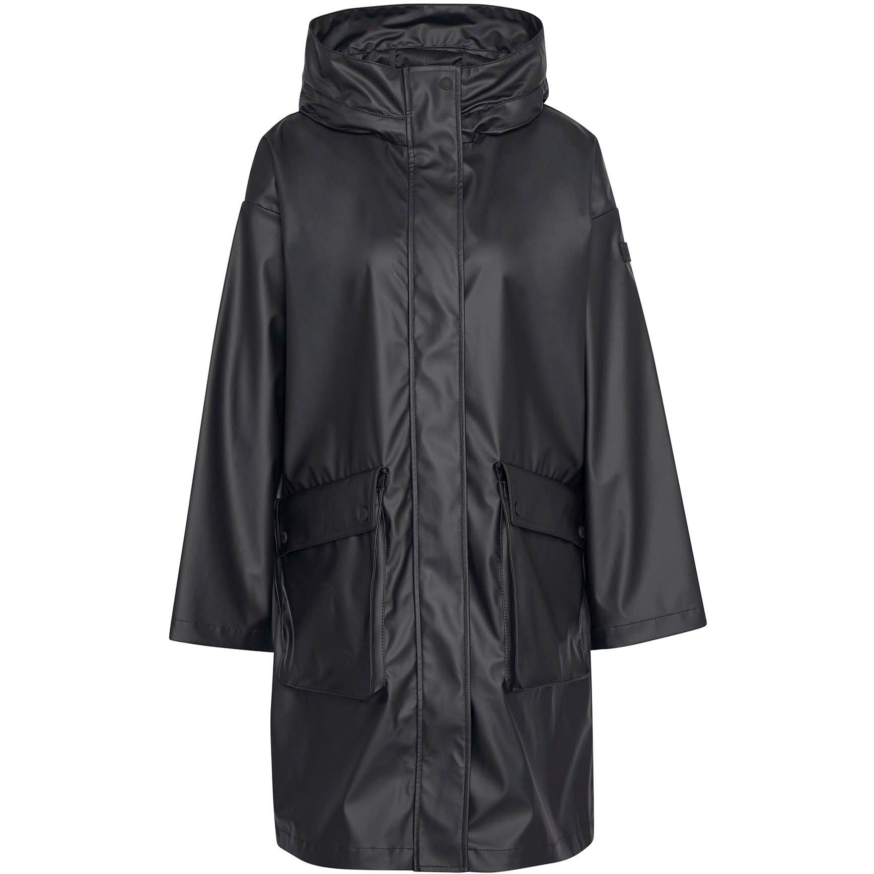 Black - Barbour International - Women's Atlas Hooded Long Sleeve Knee Length Rain Anorak - 7