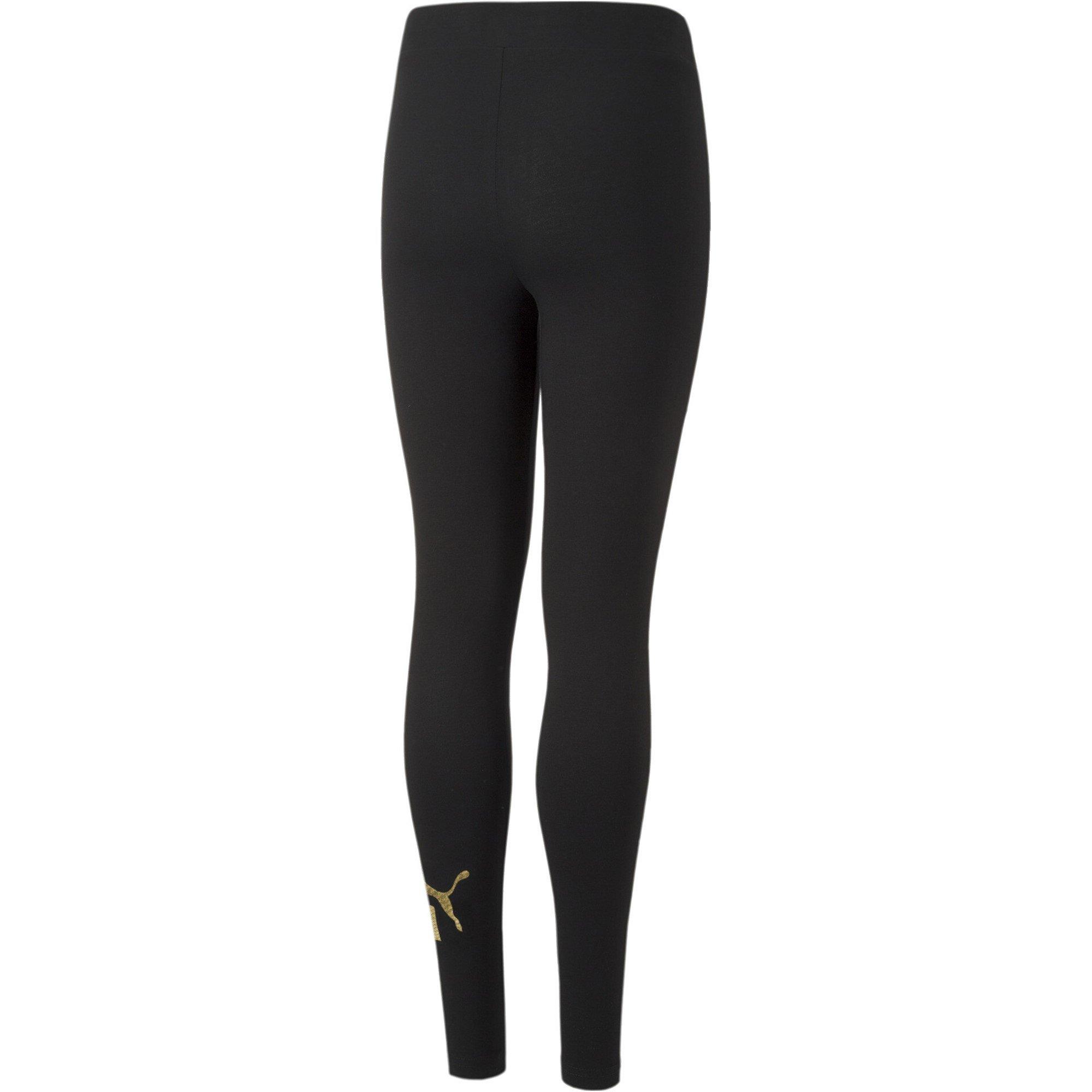 Puma Black-Gold - Puma - Essentials+ Logo Junior Girls Leggings - 2