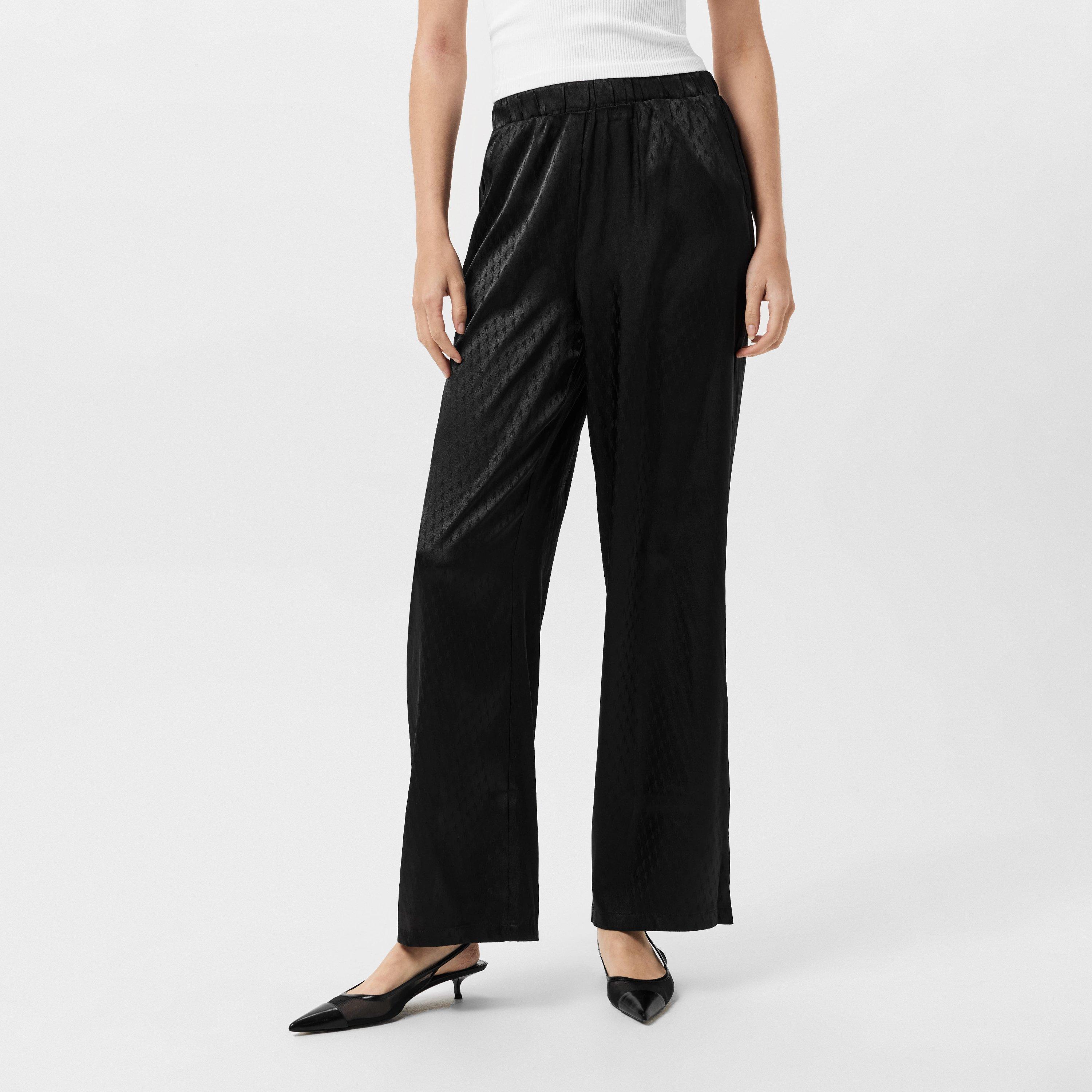 Zwart - Vero Moda - Women's High Waist Satin Wide Leg Trousers - 2