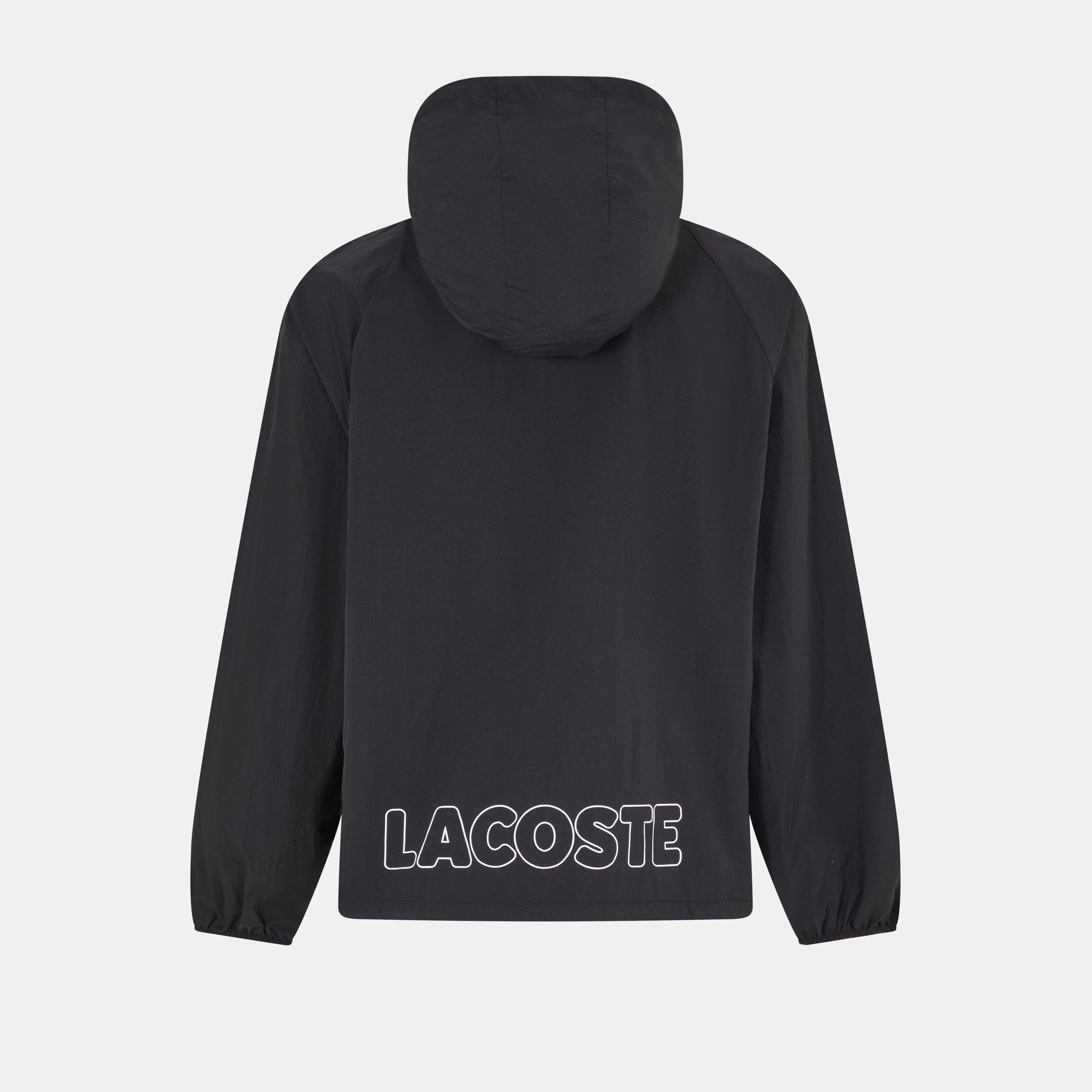 Black - Lacoste - Women's Water-Resistant Lightweight Rain Anorak - 2